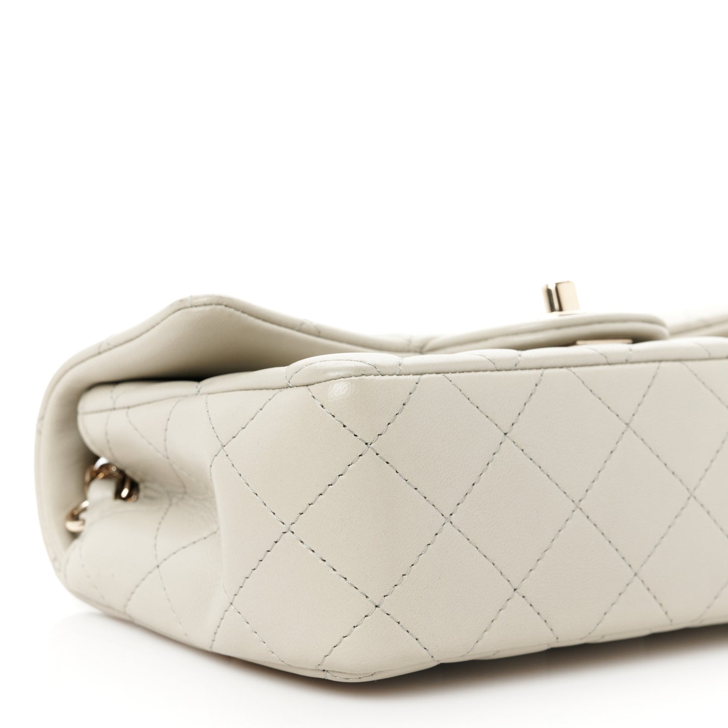 Lambskin Quilted Mini Rectangular Flap Grey
