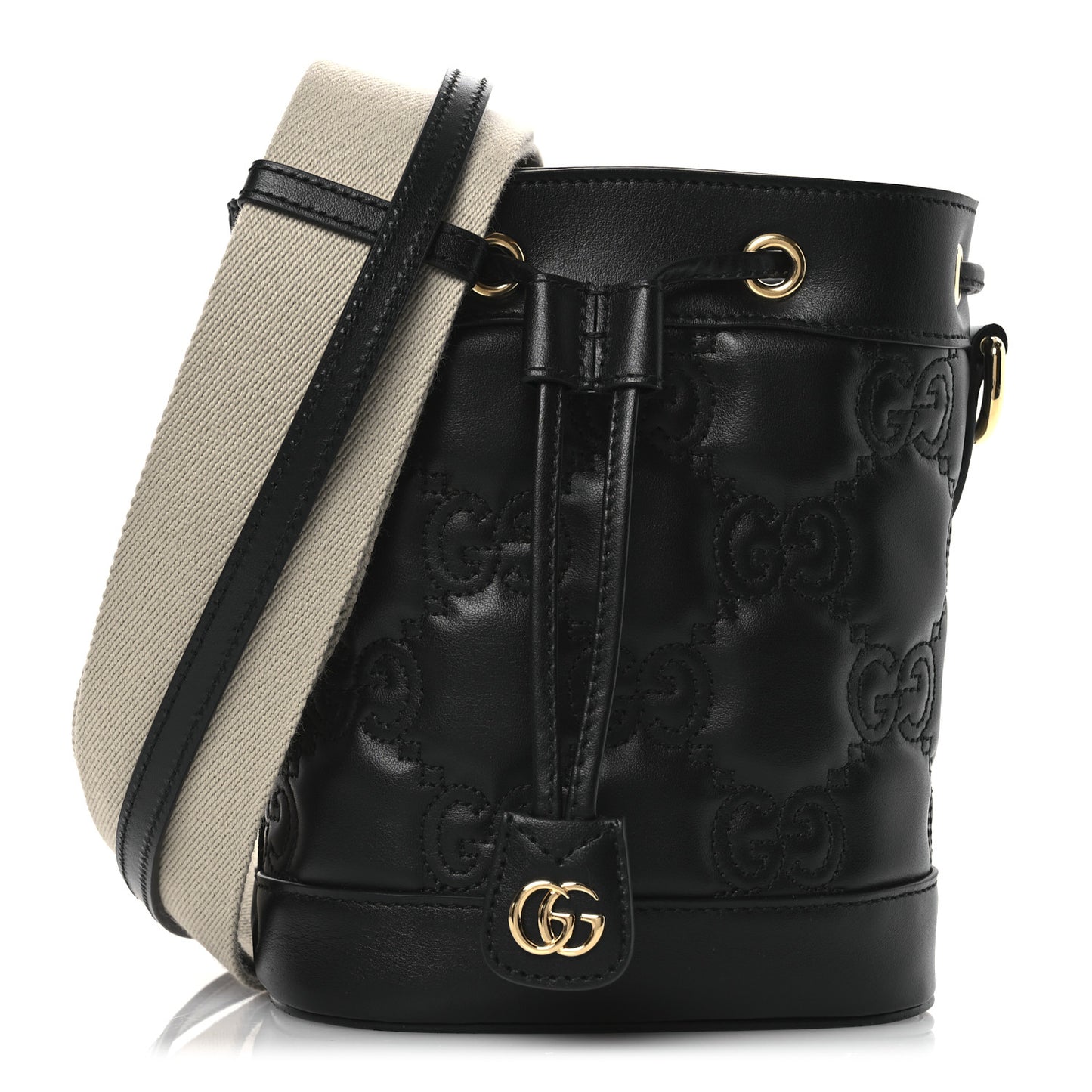 Calfskin GG Matelasse Bucket Bag Black