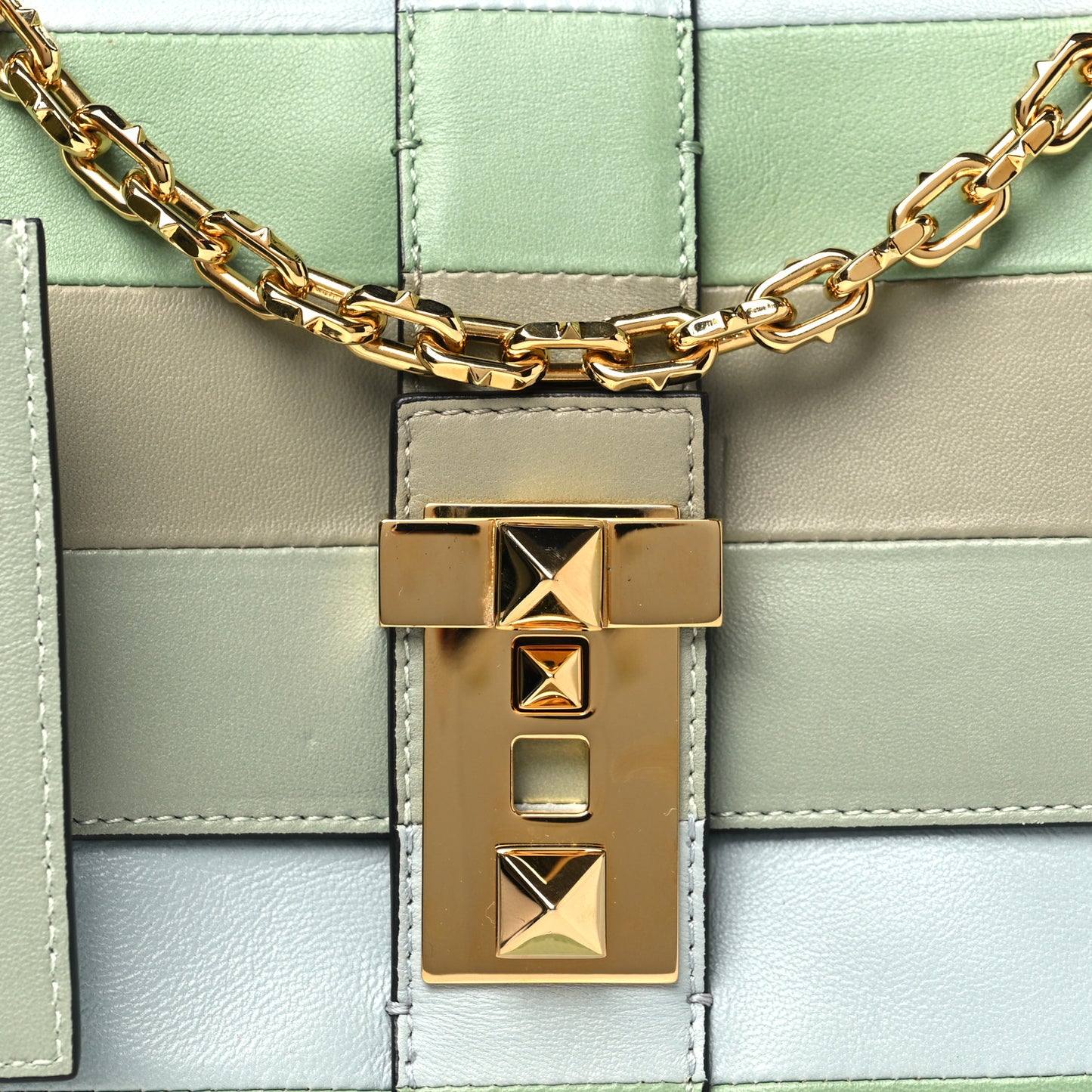 Nappa Striped B-Rockstud Flap Green