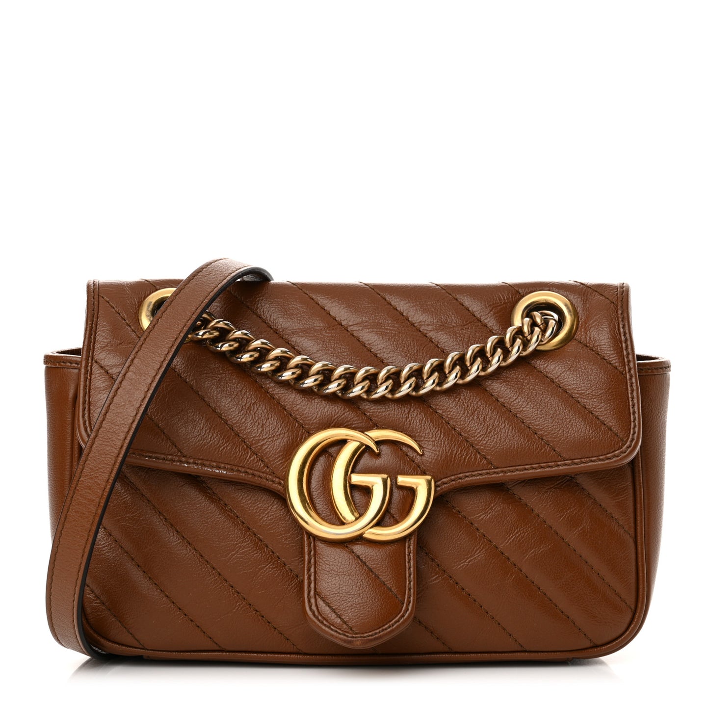 Azalea Calfskin Matelasse Diagonal Mini GG Marmont Shoulder Bag Cuir