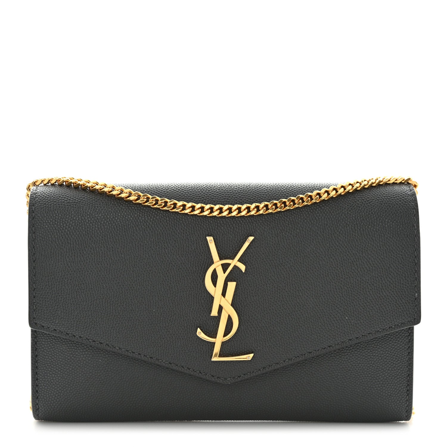 Saint Laurent Grain de Poudre Uptown Chain Wallet Storm 1 of 15
