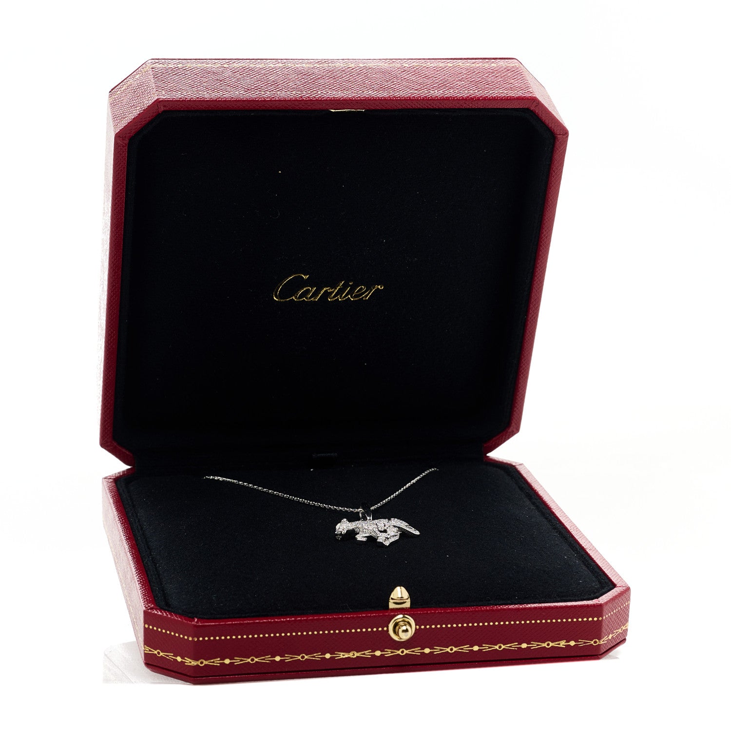 Cartier 18K White Gold Diamond Panthere De Cartier Pendant Necklace 6 of 6