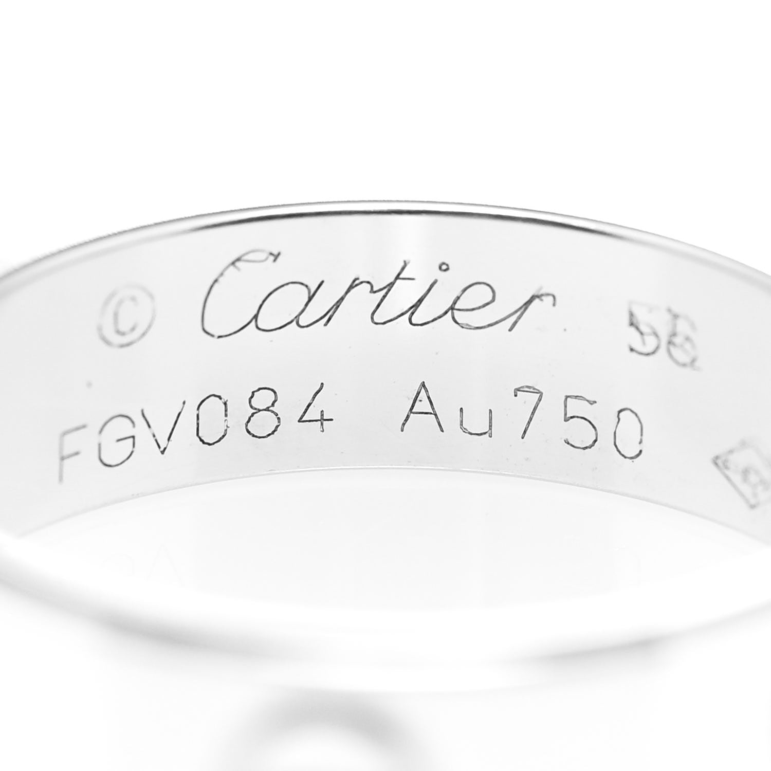 Cartier 18K White Gold 5.5mm LOVE Ring 56 7.5 4 of 6