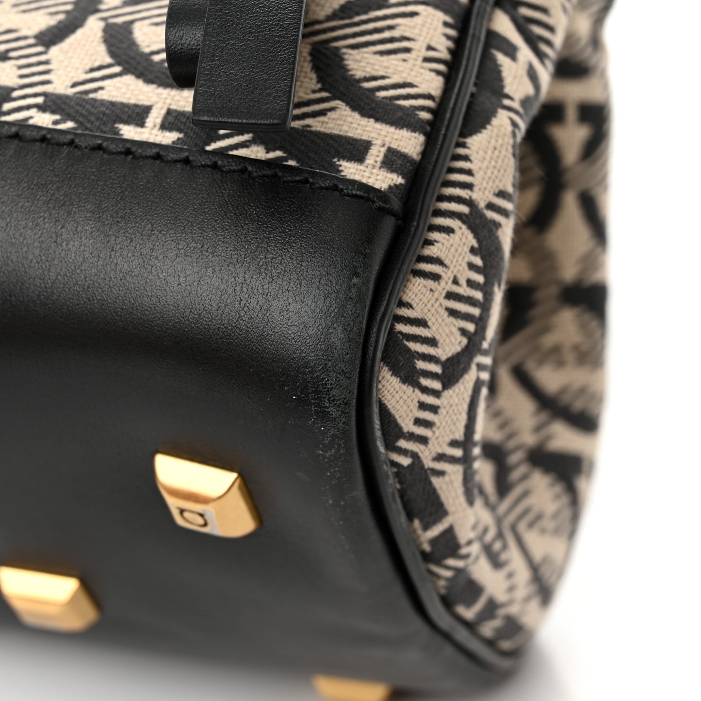 Canvas Calfskin Gancini The Studio Bag Black Beige