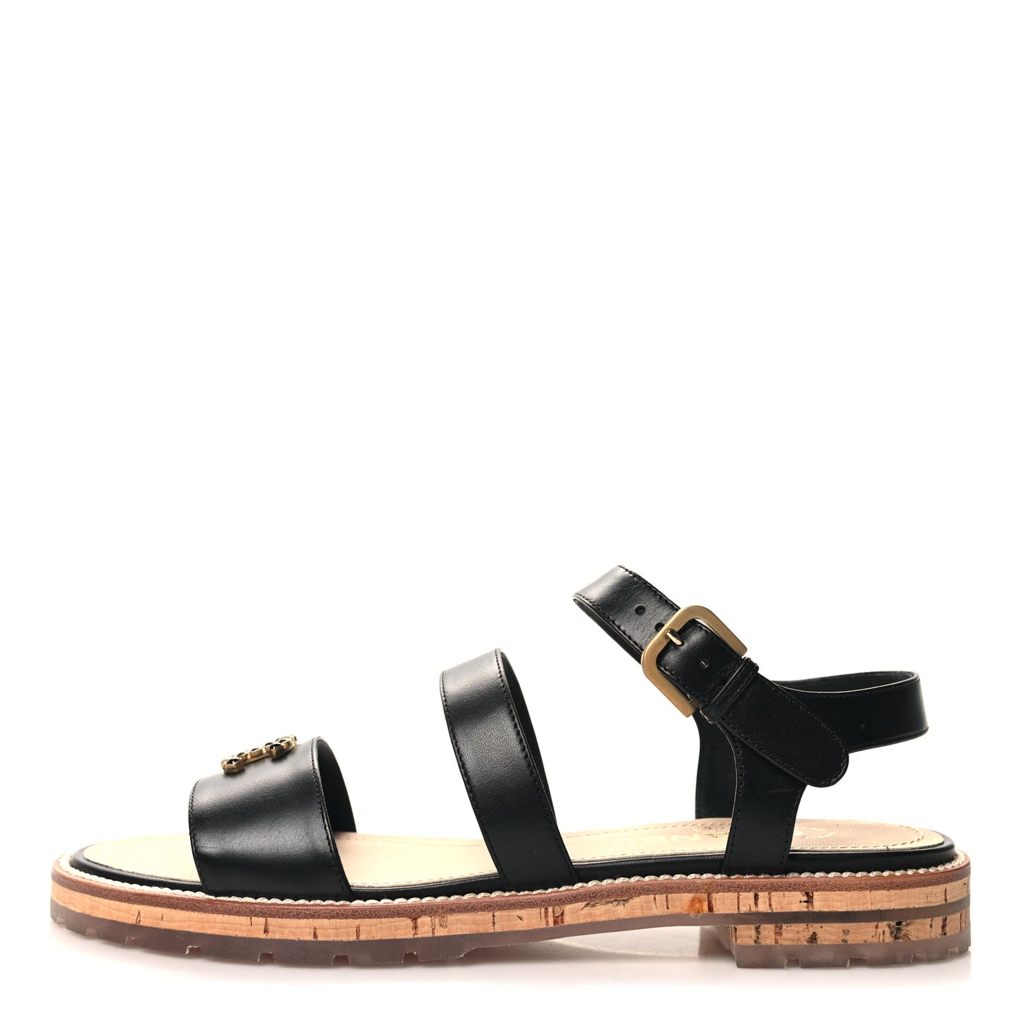 Lambskin Cork Gripoix CC Sandals 40.5 Black
