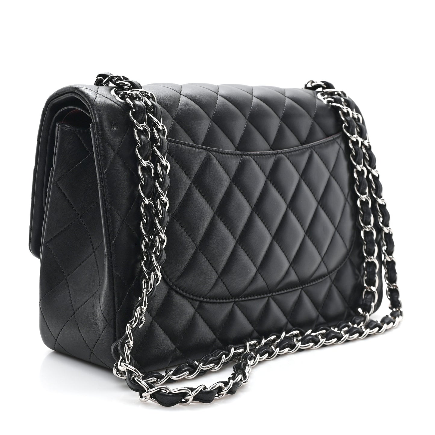 Lambskin Quilted Jumbo Double Flap Black