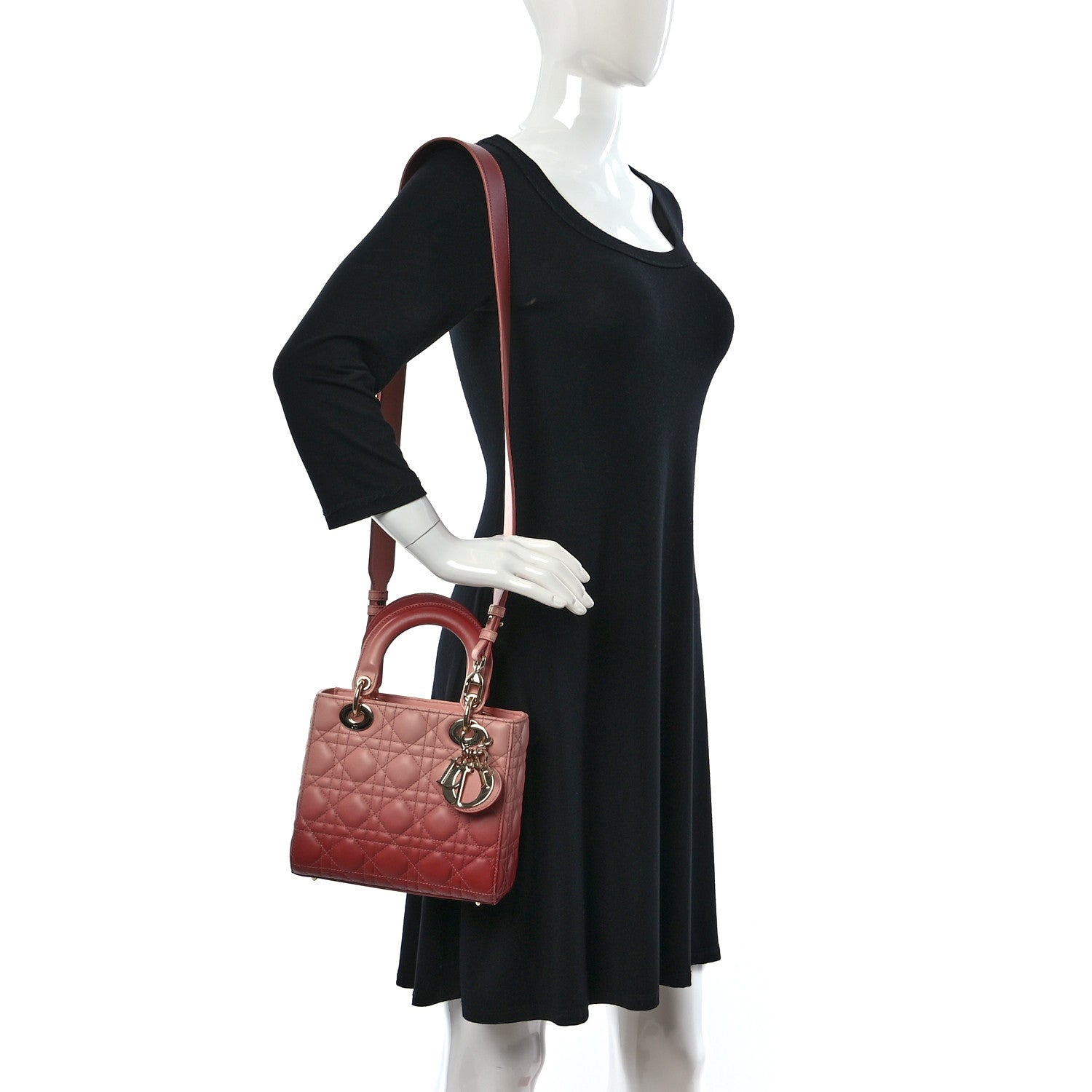 Christian Dior Lambskin Cannage Gradient Small Lady Dior Pink 2 of 8