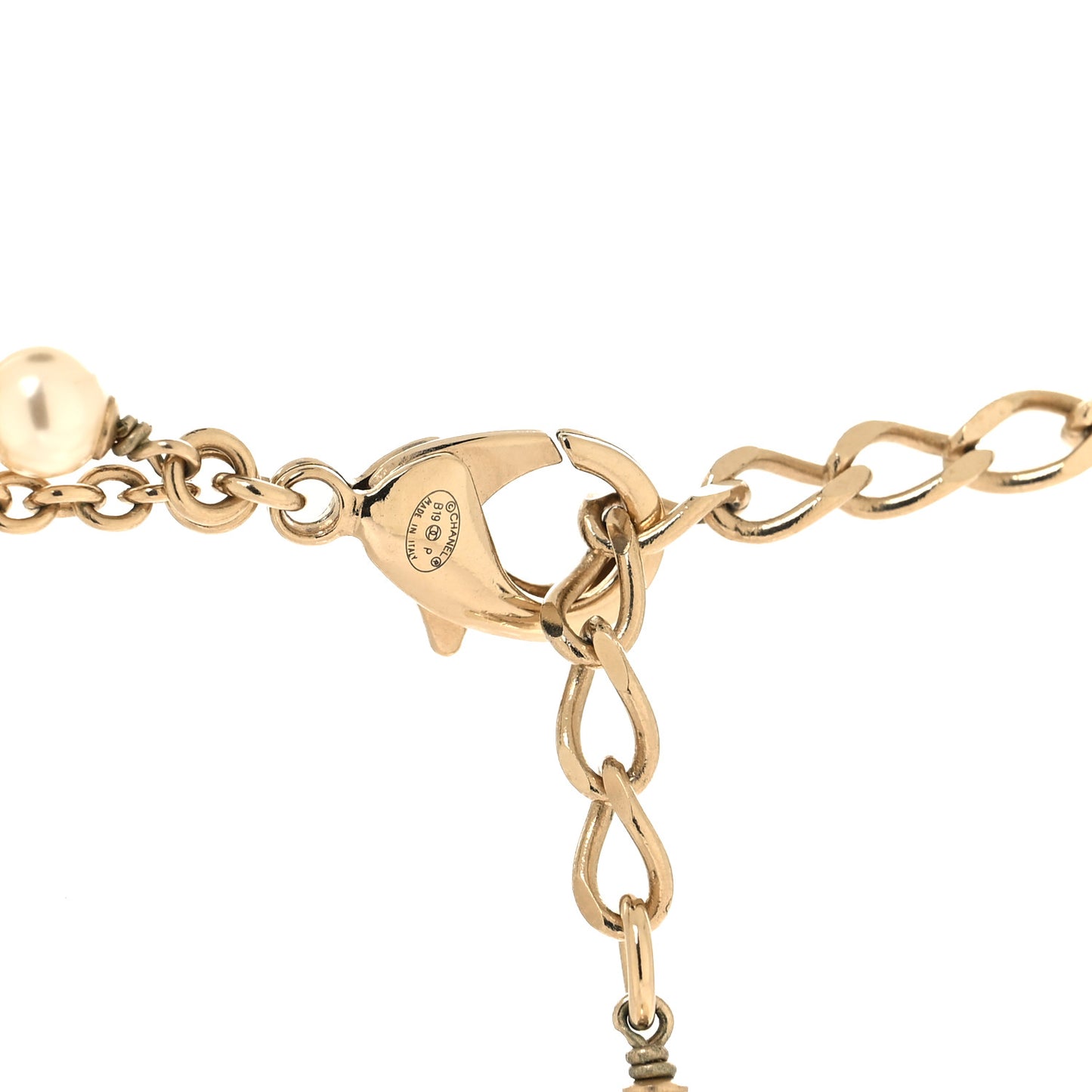 Pearl Crystal CC Lace Camellia Short Necklace Gold