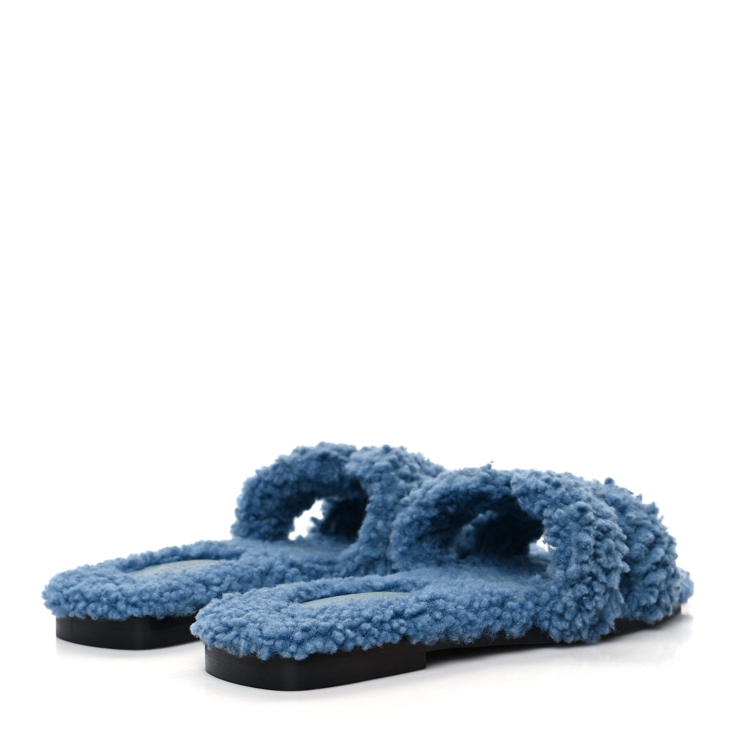 Hermes Woolskin Oran Sandals 36.5 Bleu 4 of 8