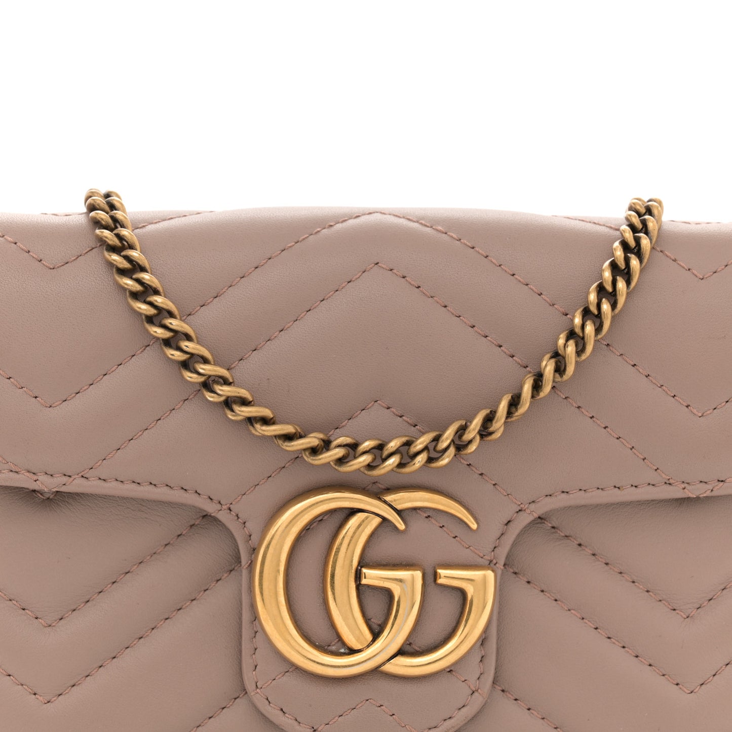 Calfskin Matelasse Super Mini GG Marmont Shoulder Bag Porcelain Rose