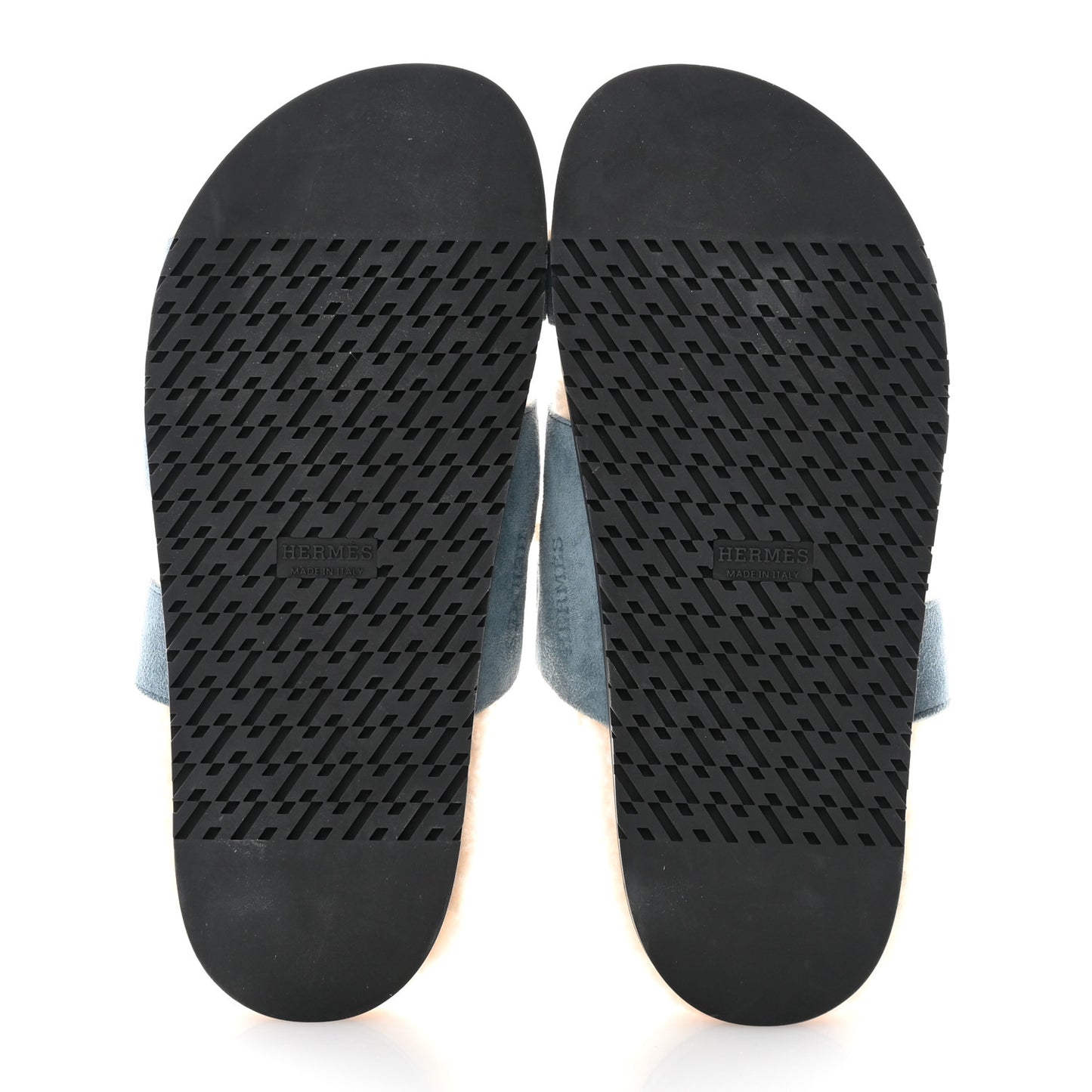 Suede Goatskin Woolskin Womens Chypre Sandals 38 Bleu Pinede Ecru
