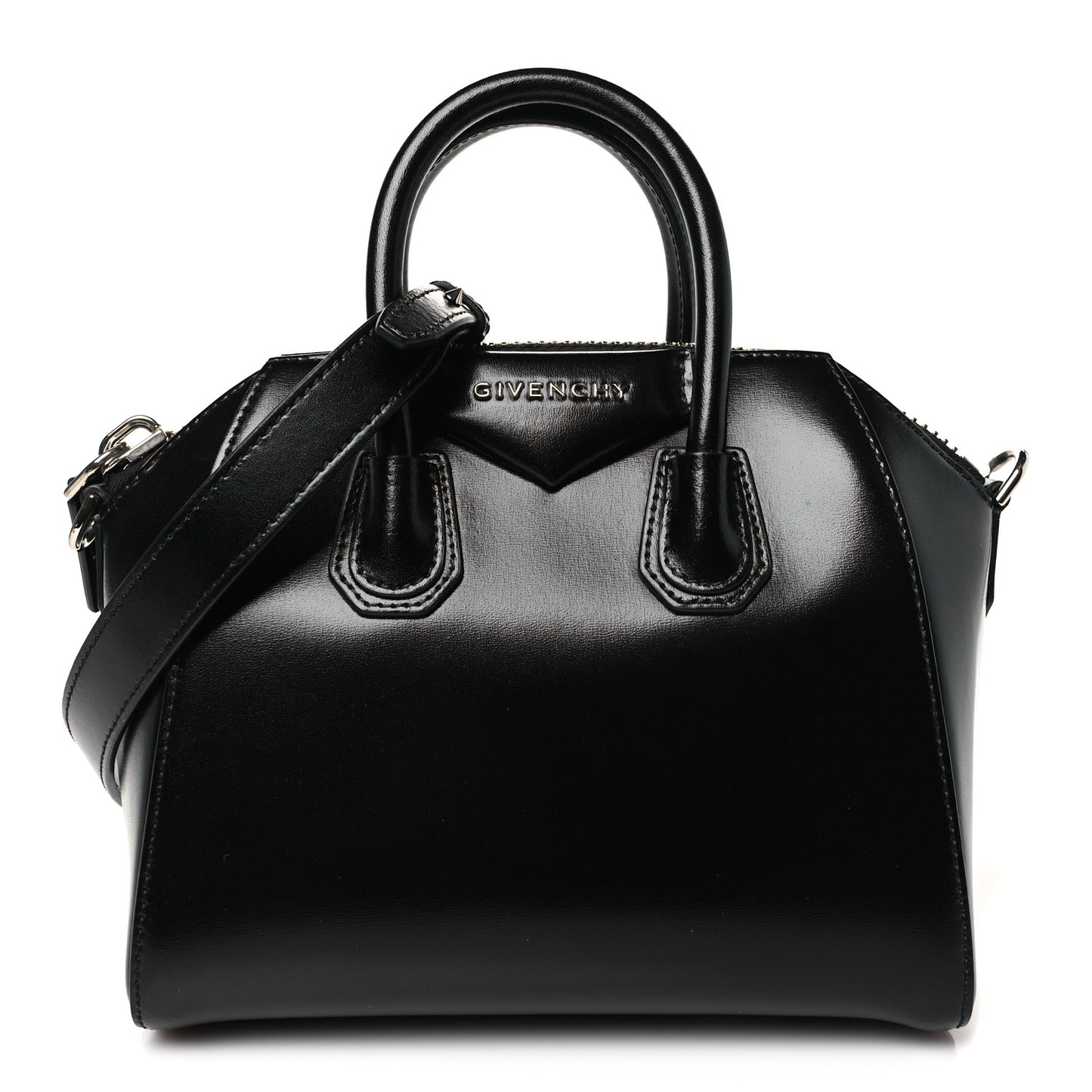 Shiny Lord Calfskin Mini Antigona Black