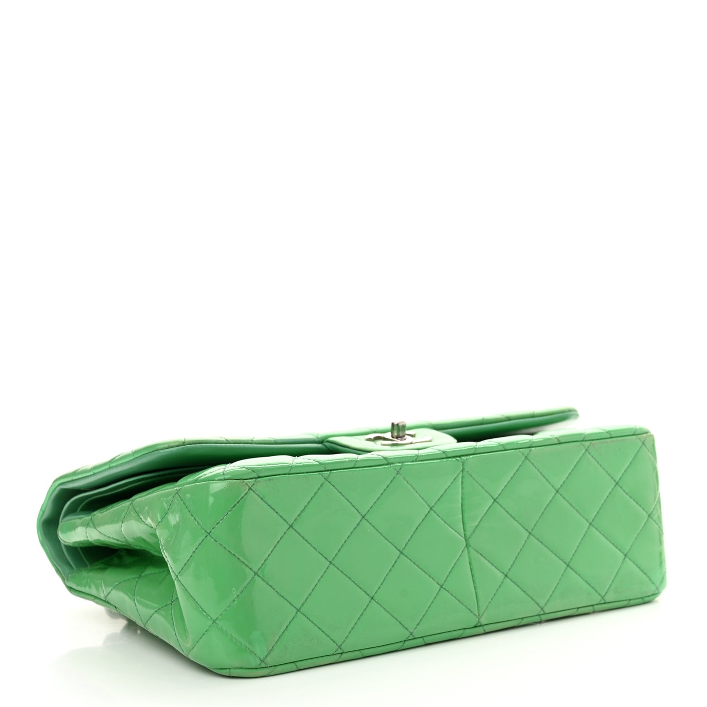 Patent Quilted Jumbo Double Flap Green
