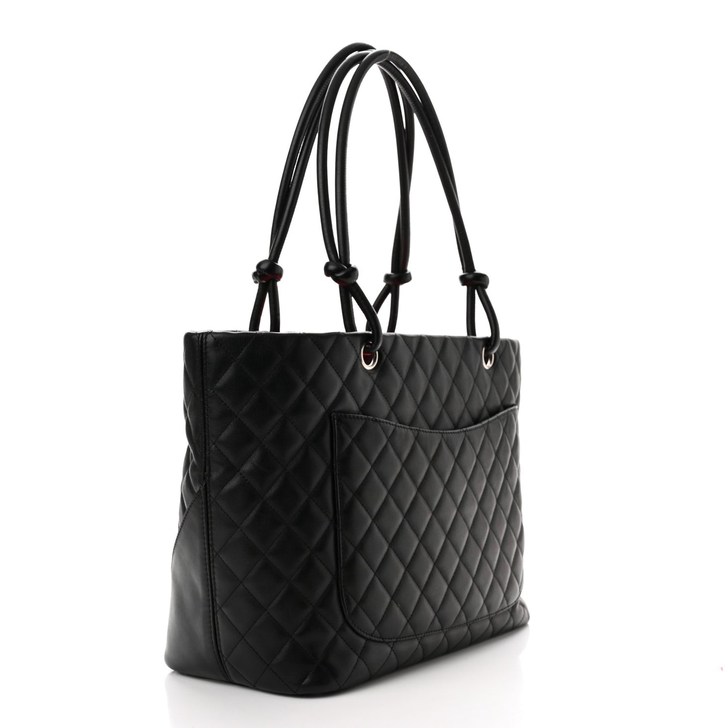 Calfskin Quilted Large Cambon Tote Black White