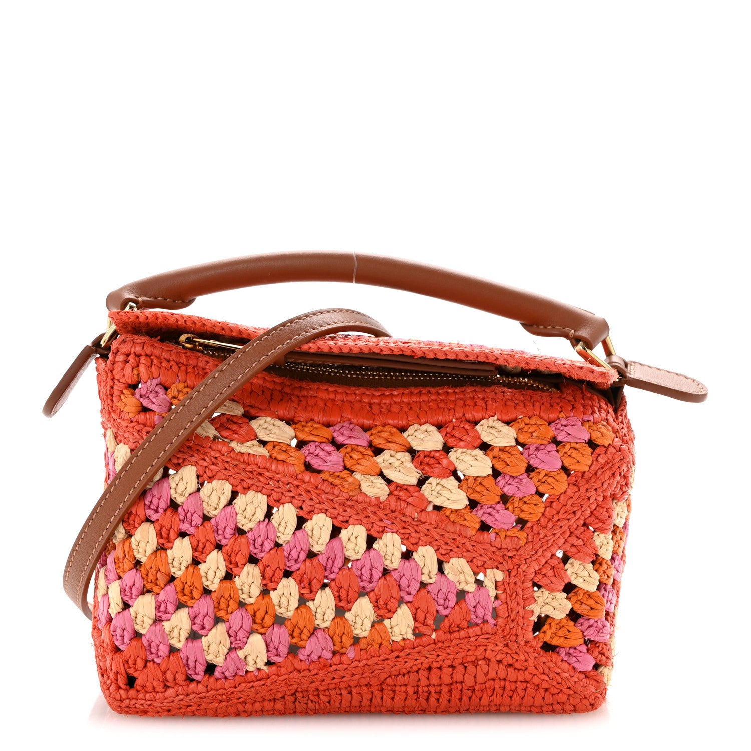 Loewe Raffia Crochet Paula's Ibiza Mini Puzzle Edge Bag Bright