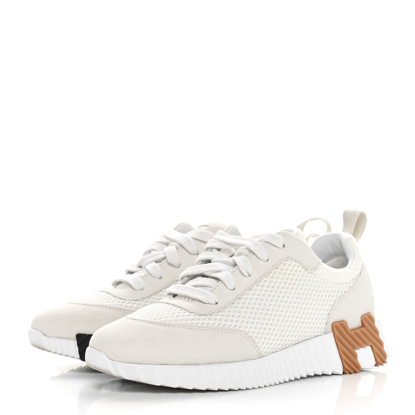 Graphic Mesh Suede Goatskin Bouncing Sneakers 37 White