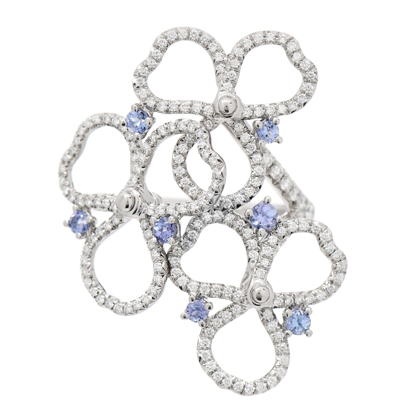 Platinum Diamond Tanzanite Paper Flowers Open Cluster Ring 51 5.75