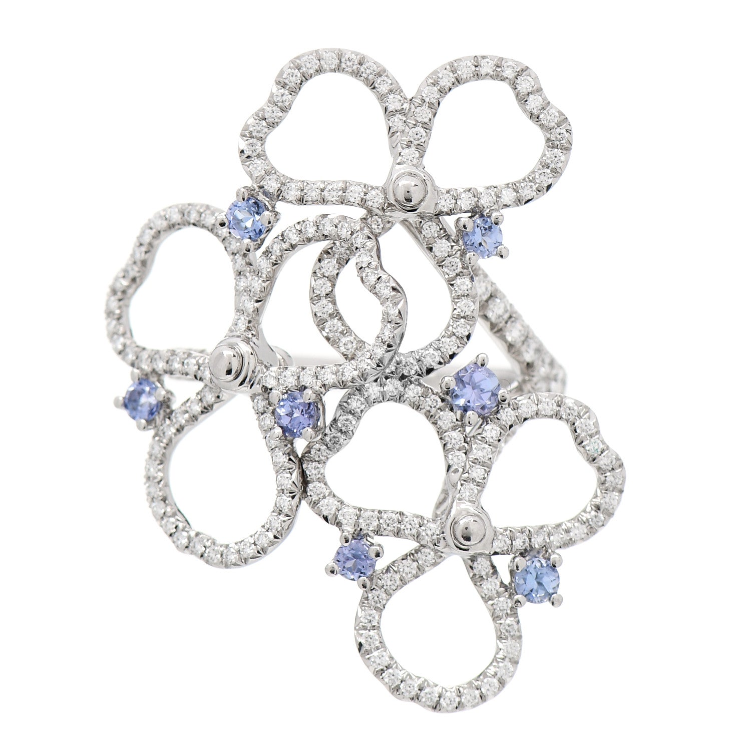 Tiffany Platinum Diamond Tanzanite Paper Flowers Open Cluster Ring 51 5.75 1 of 5