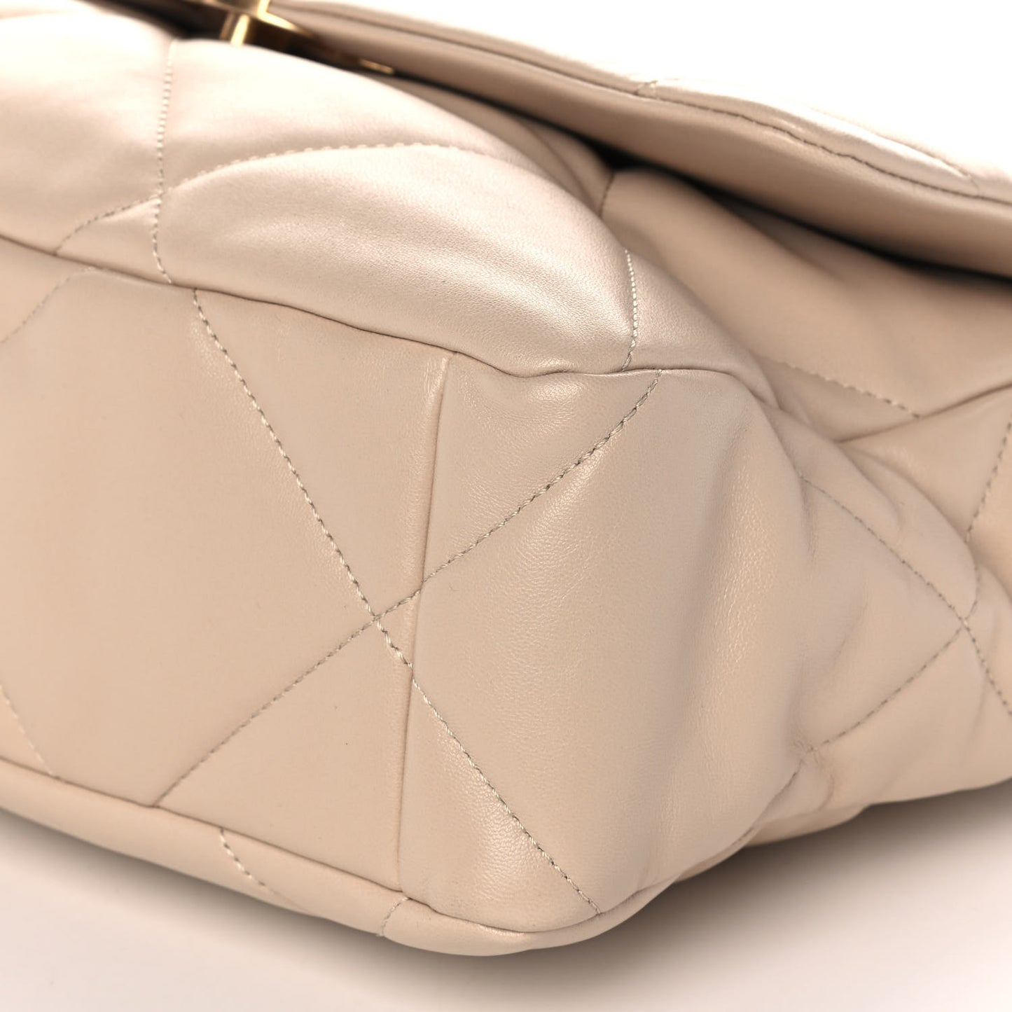 Lambskin Quilted Large Chanel 19 Flap Beige
