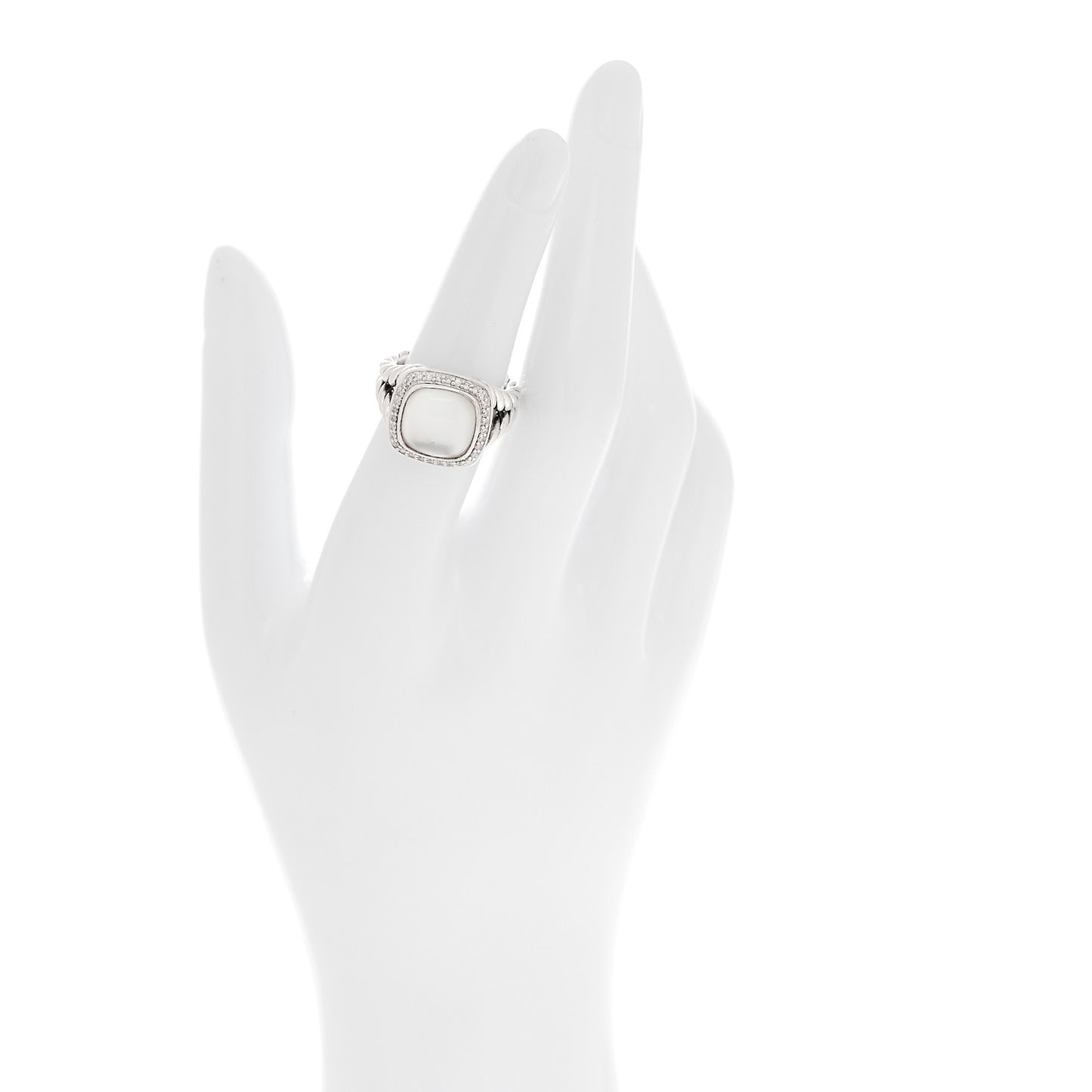Sterling Silver Diamond Moon Quartz 11mm Albion Ring 52 6