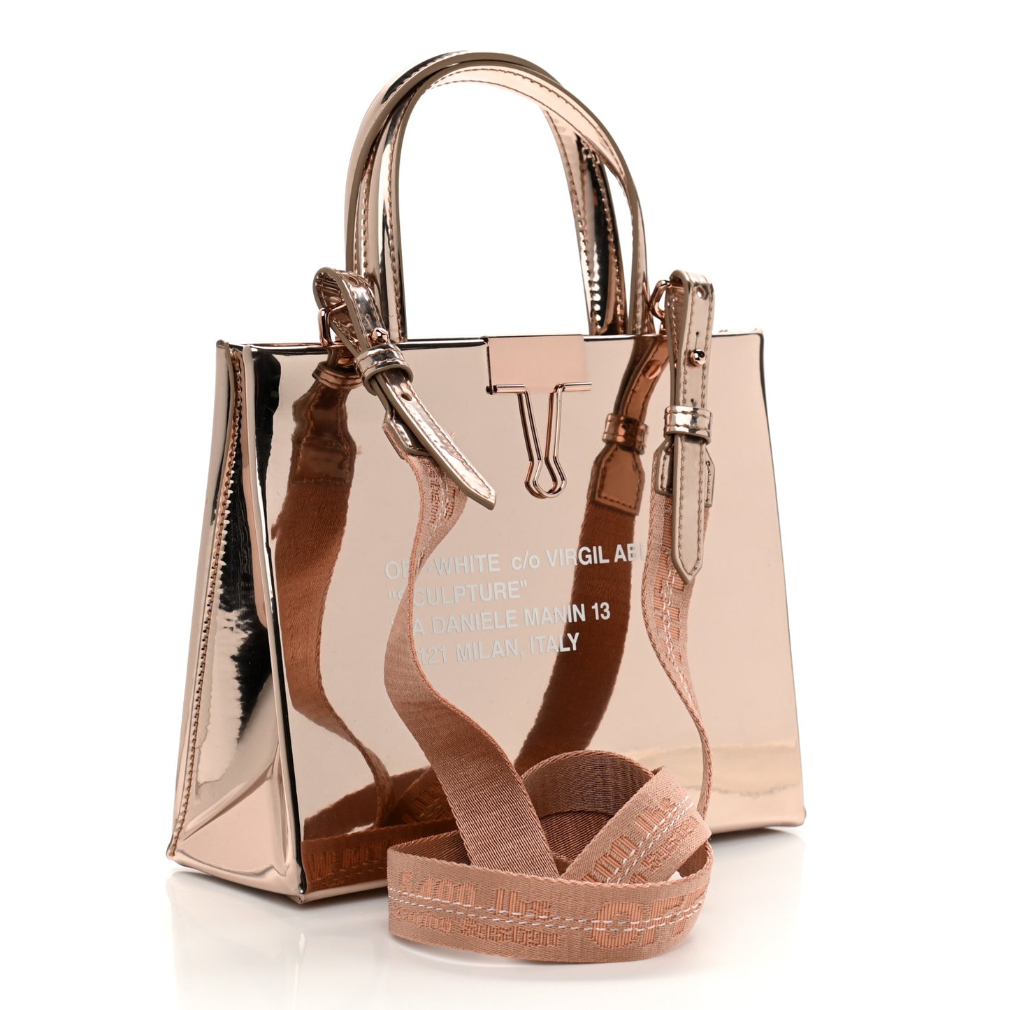 Metallic Patent Mini Box Bag Rose Gold