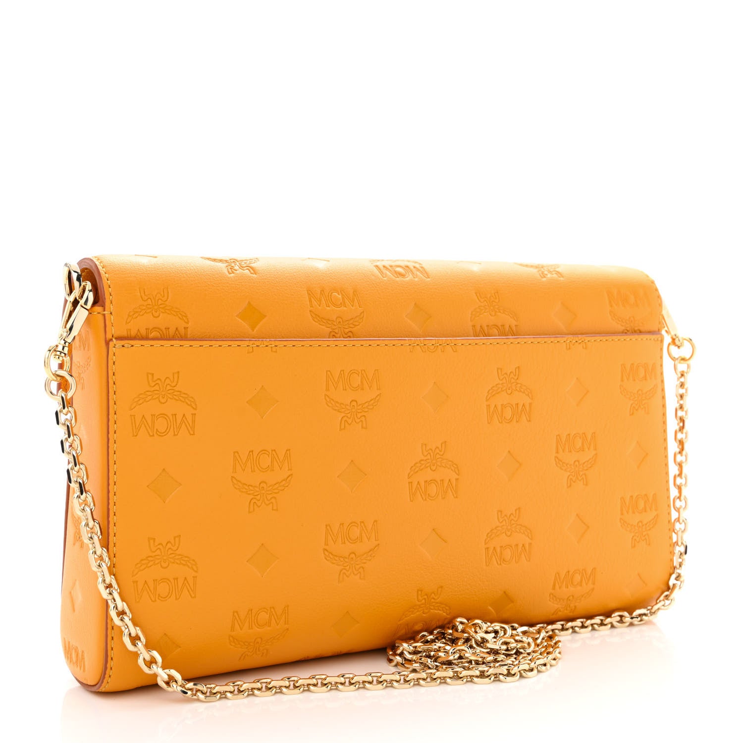 MCM Calfskin Ottomar Monogram Medium Millie Crossbody Bag Golden Mango 3 of 10