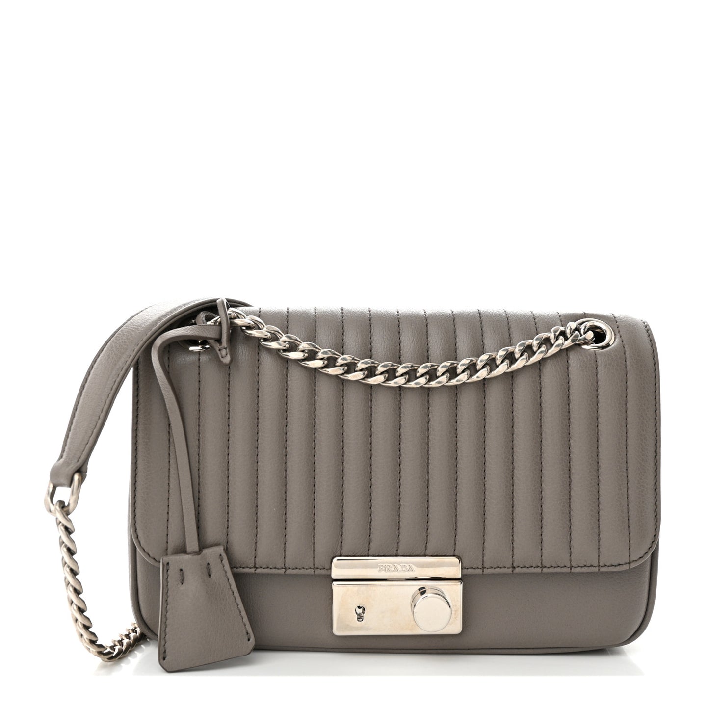 Glace Calfskin Impunture Diagramme Sound Flap Chain Crossbody Bag Argilla