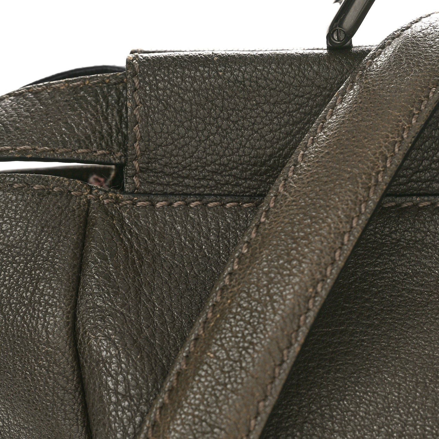 Fendi Goatskin Zucca Large Peekaboo Iconic Satchel Taupe Tobacco Moro 14 of 16