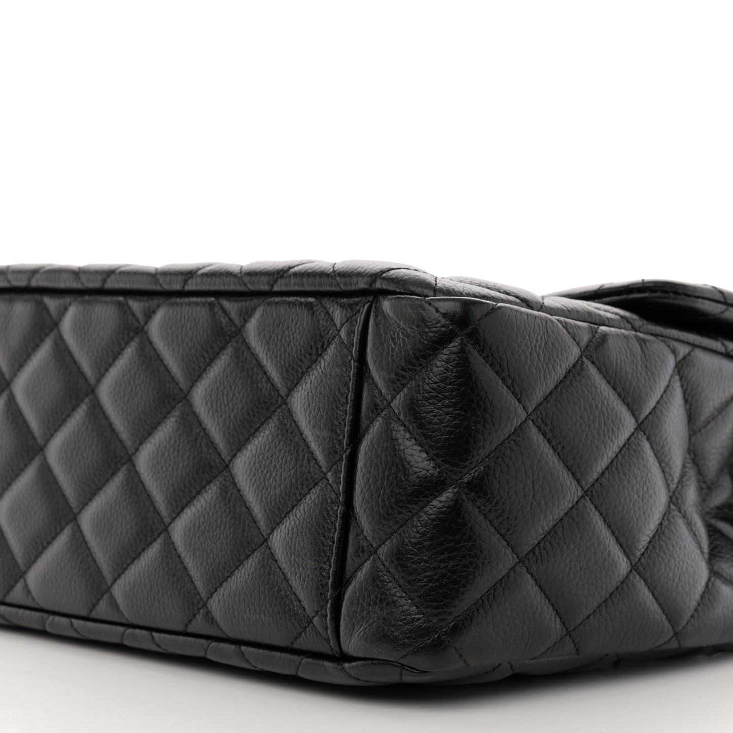 Grained Calfskin Quilted XXL Travel Flap Bag Black