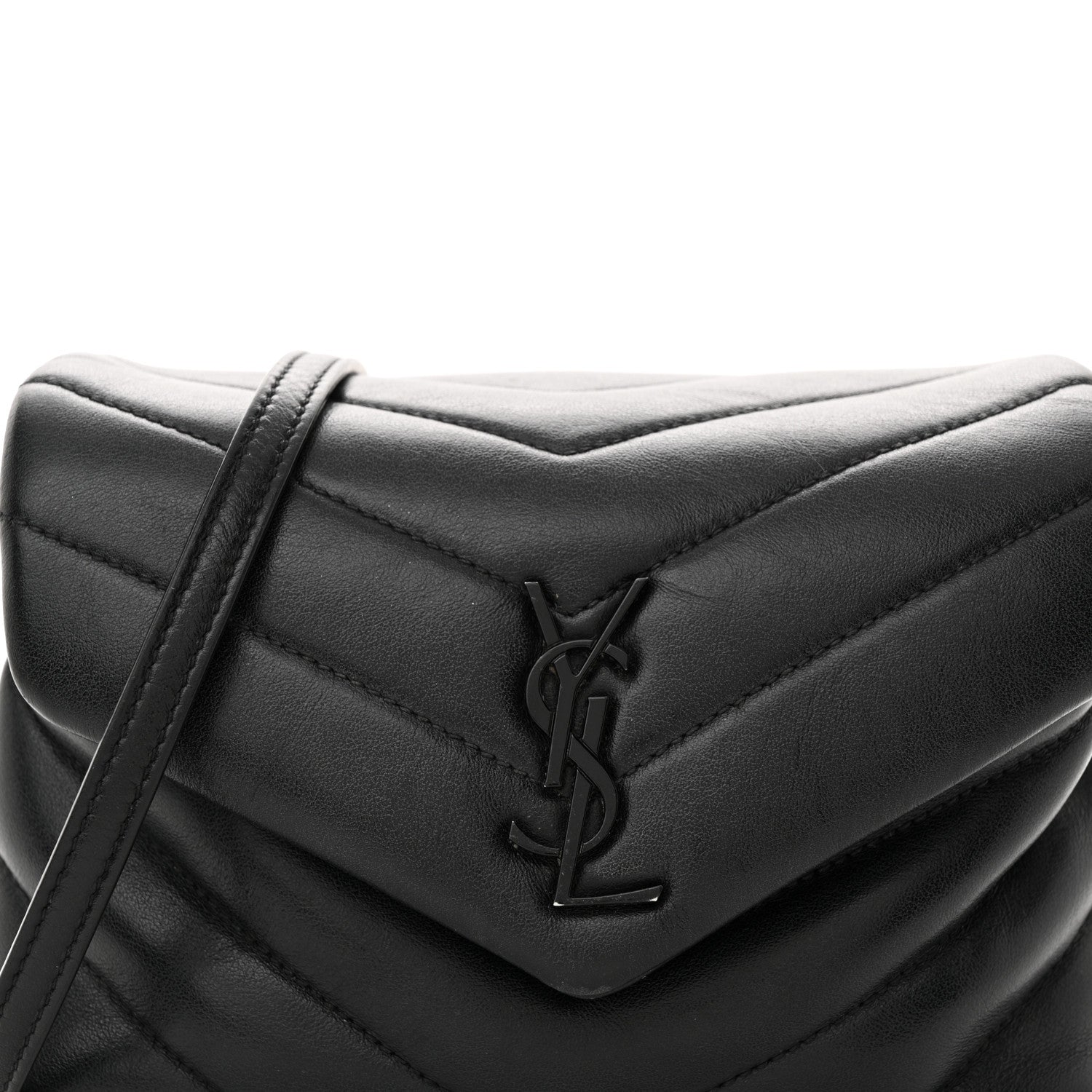 Saint Laurent Calfskin Y Quilted Monogram Monochrome Toy Loulou Crossbody Bag Black 9 of 12
