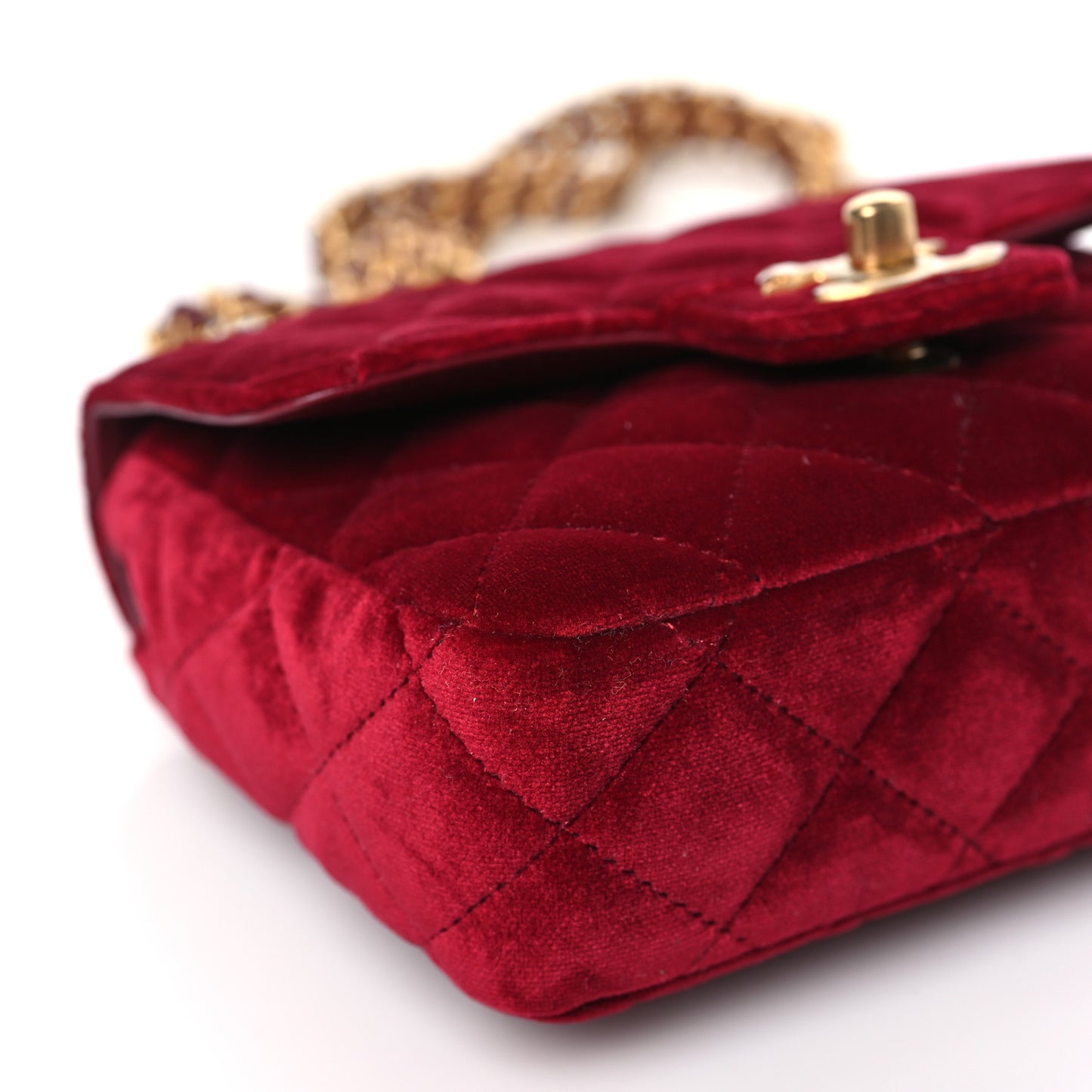 Velvet Enamel Mini Flap Red