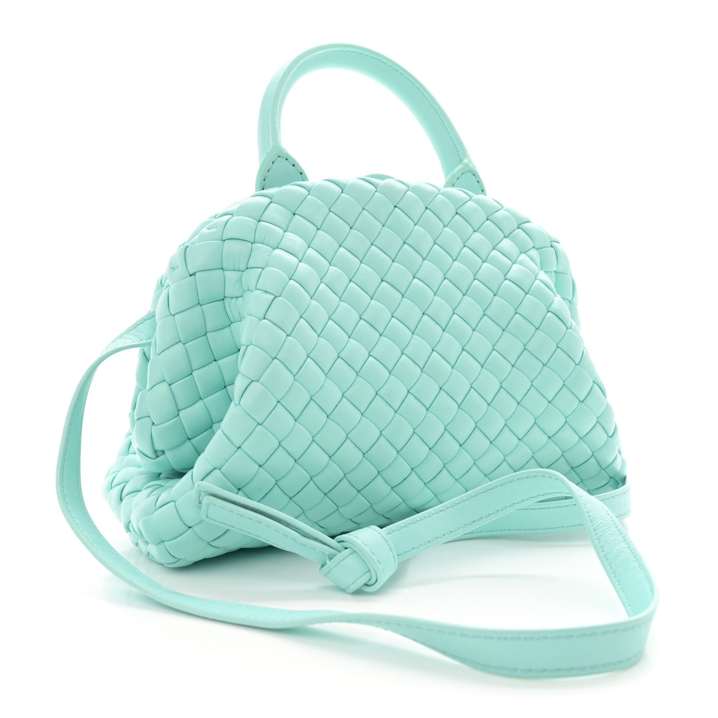Nappa Intreccio Mini Padded Handle Bag Celadon