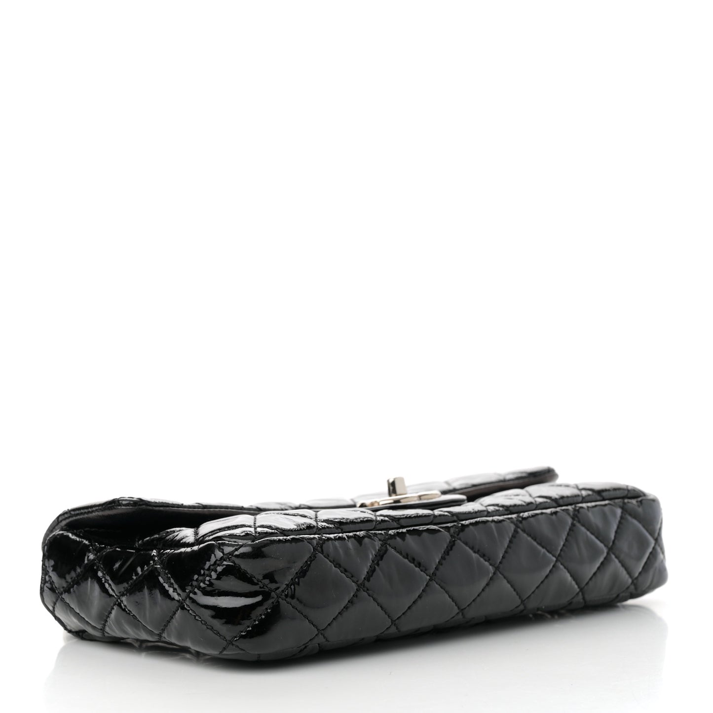 Patent Quilted Medium Single Flap Black