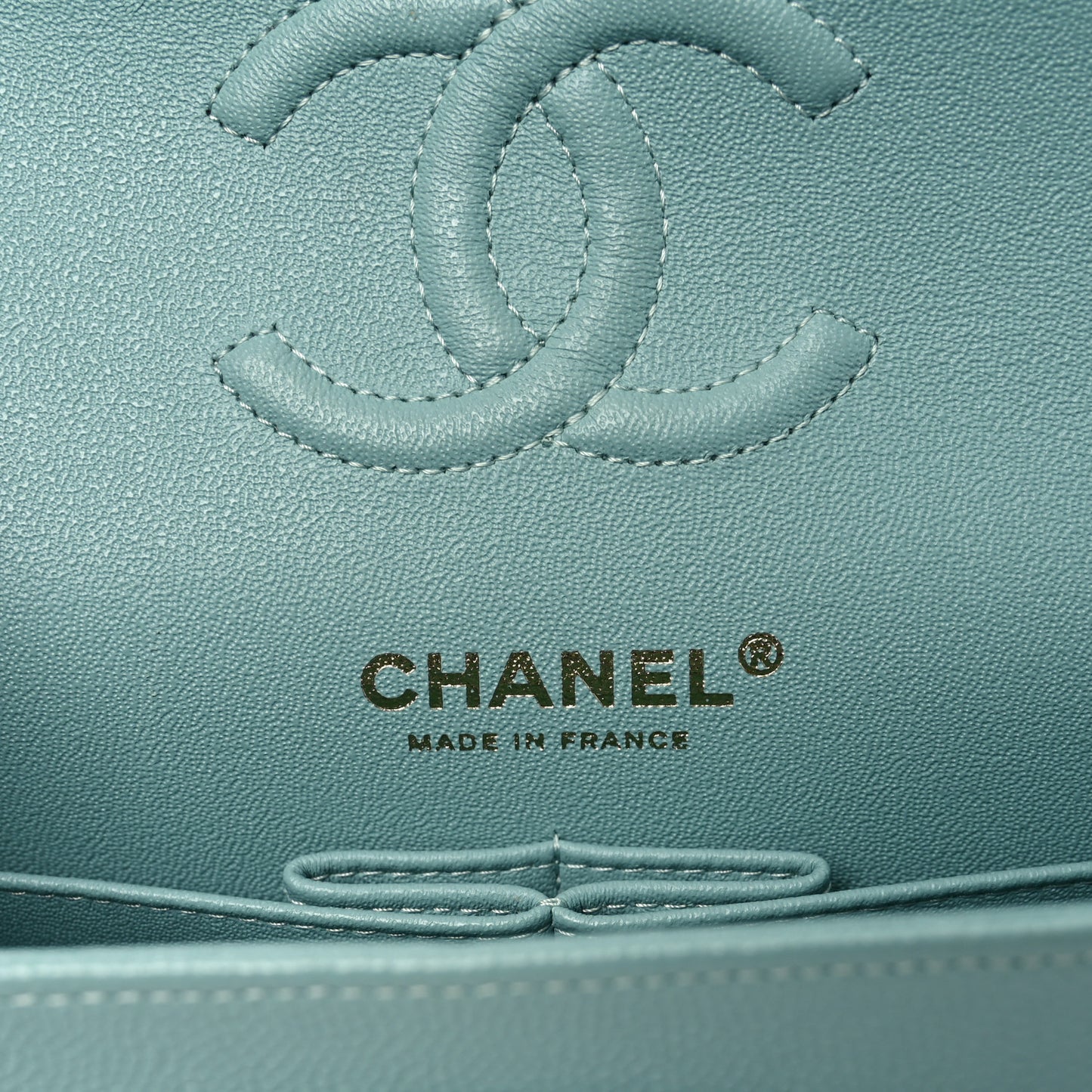 Caviar Quilted Small Double Flap Light Blue