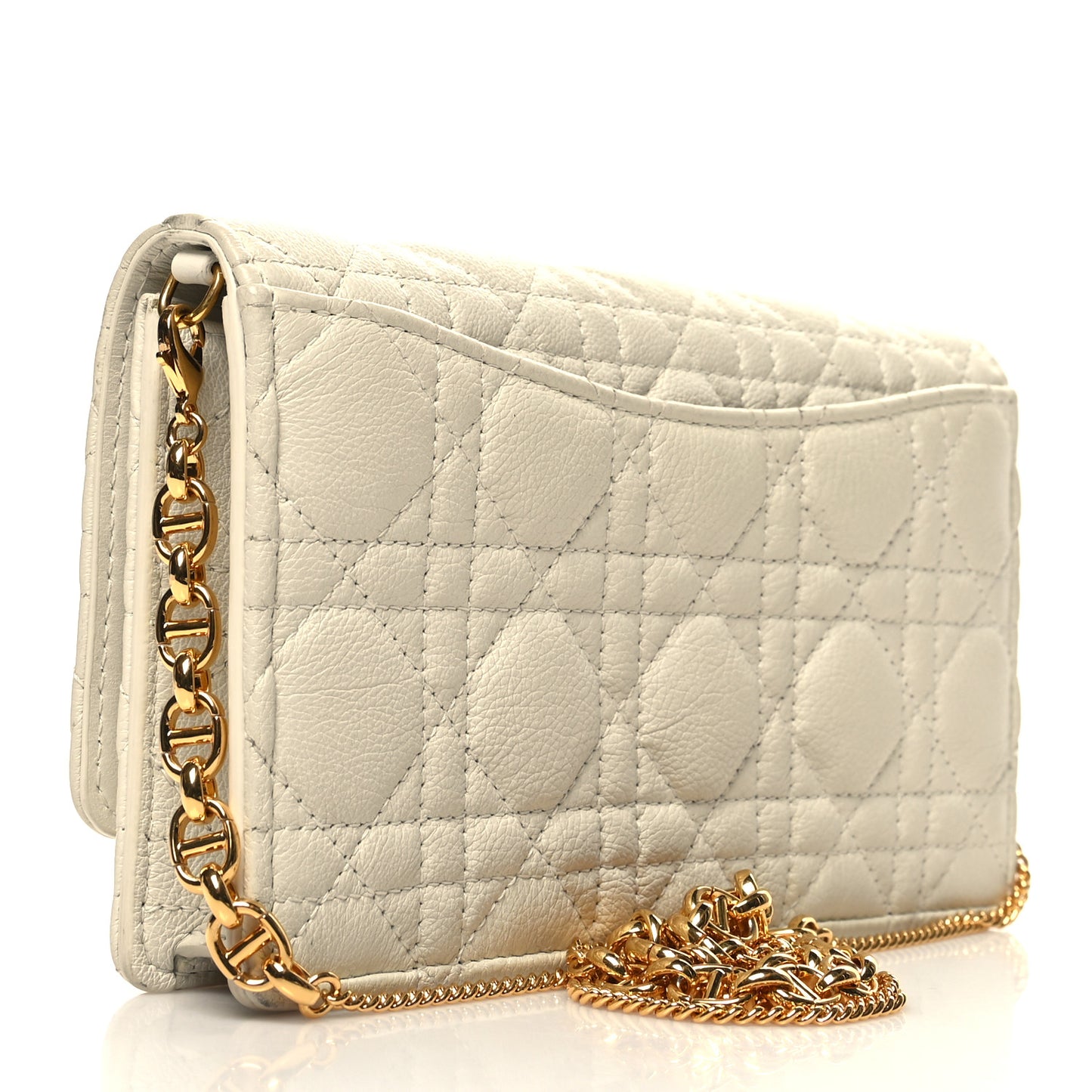 Supple Calfskin Caro Pouch with Chain Latte