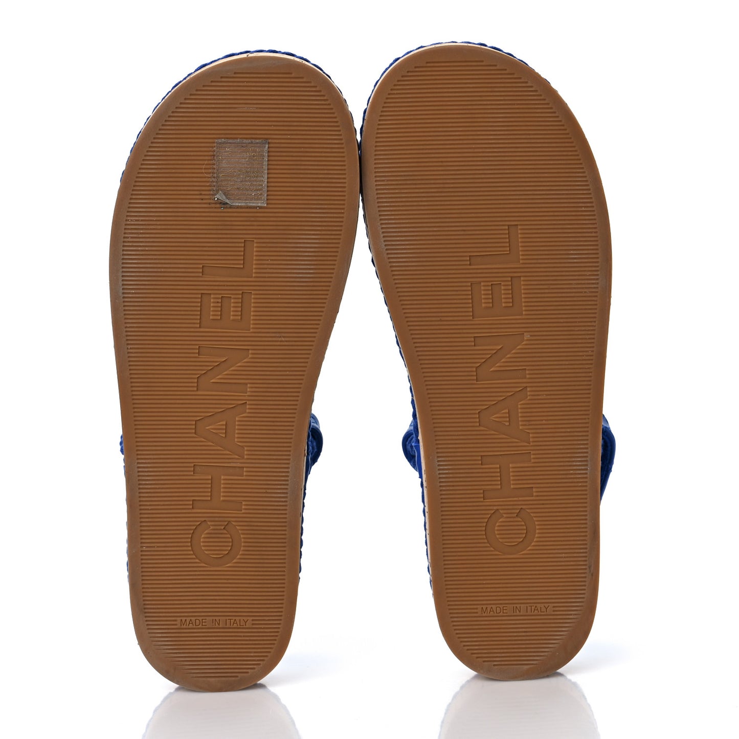 Cord Lambskin Quilted Logo Sandals 37 Blue