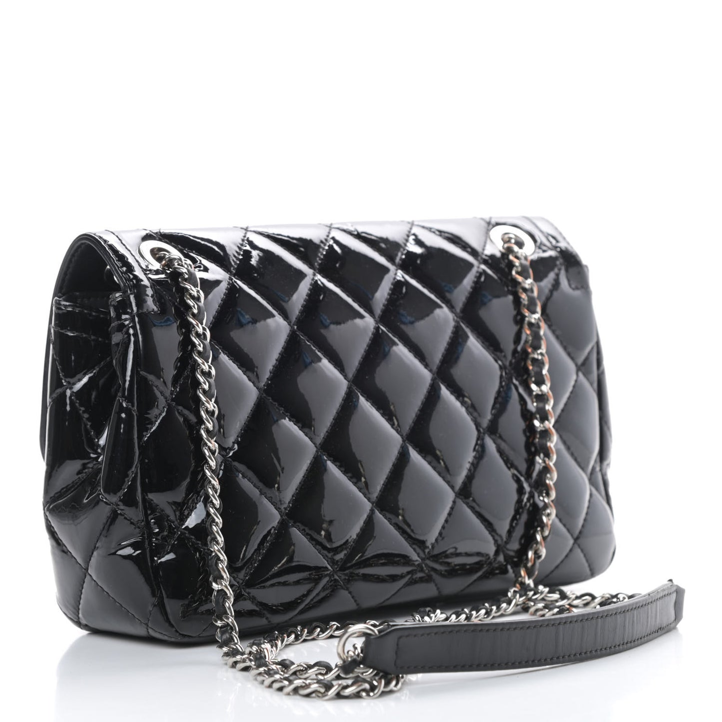 Patent Quilted Small Coco Shine Flap Black