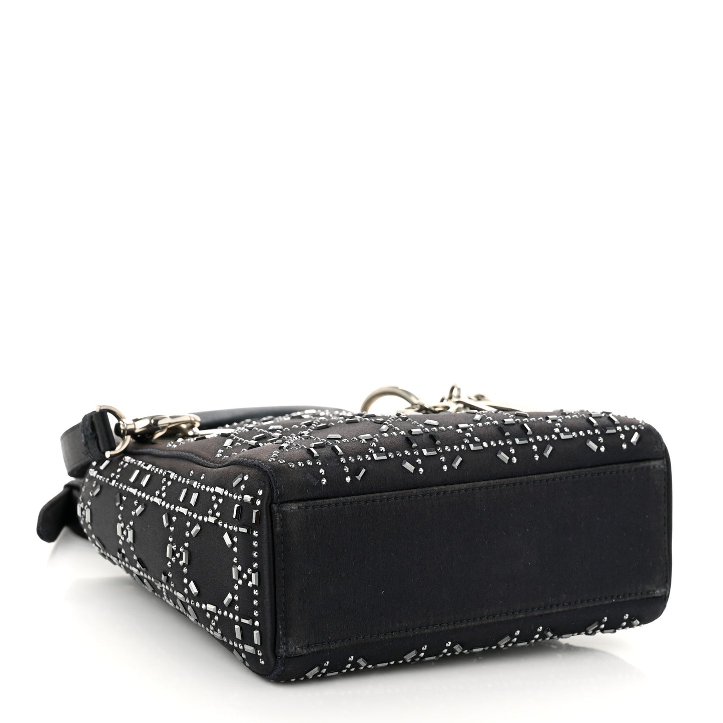 Satin Crystal Cannage Mini Lady Dior Navy