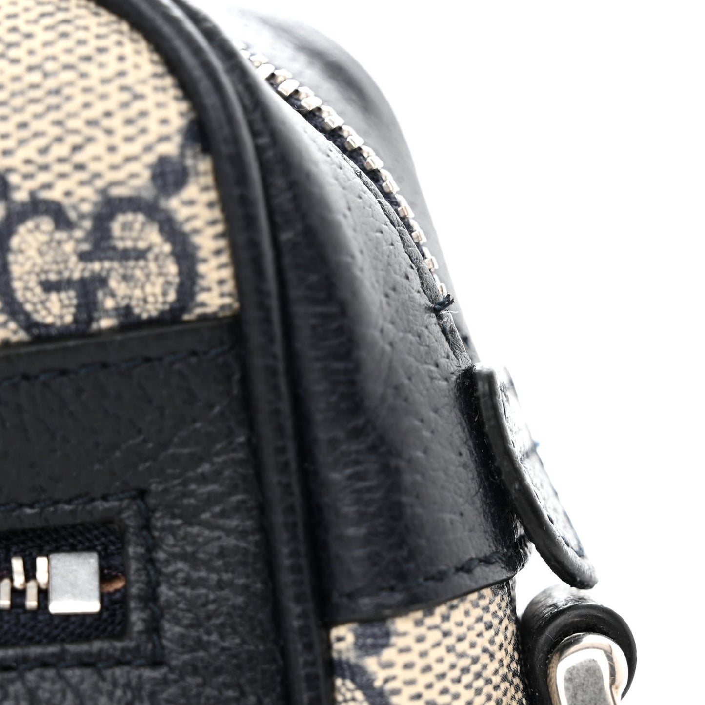 GG Supreme Monogram Textured Dollar Calfskin Web Mini Ophidia Shoulder Bag Beige Blue