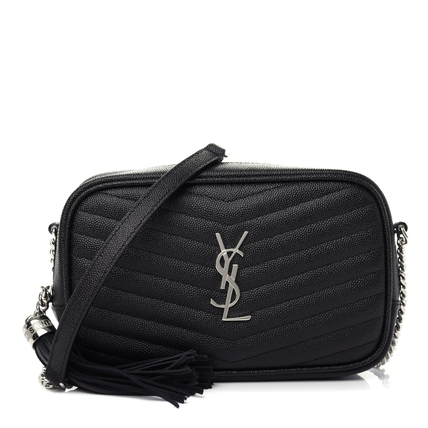Saint Laurent Grain De Poudre Matelasse Monogram Mini Lou Camera Bag Black 1 of 10