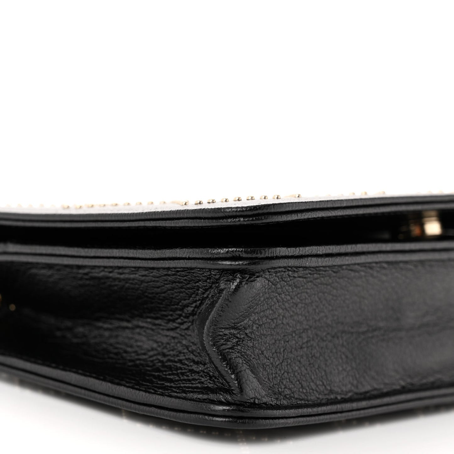 Lambskin Crystal Quilted Wallet On Chain WOC Black