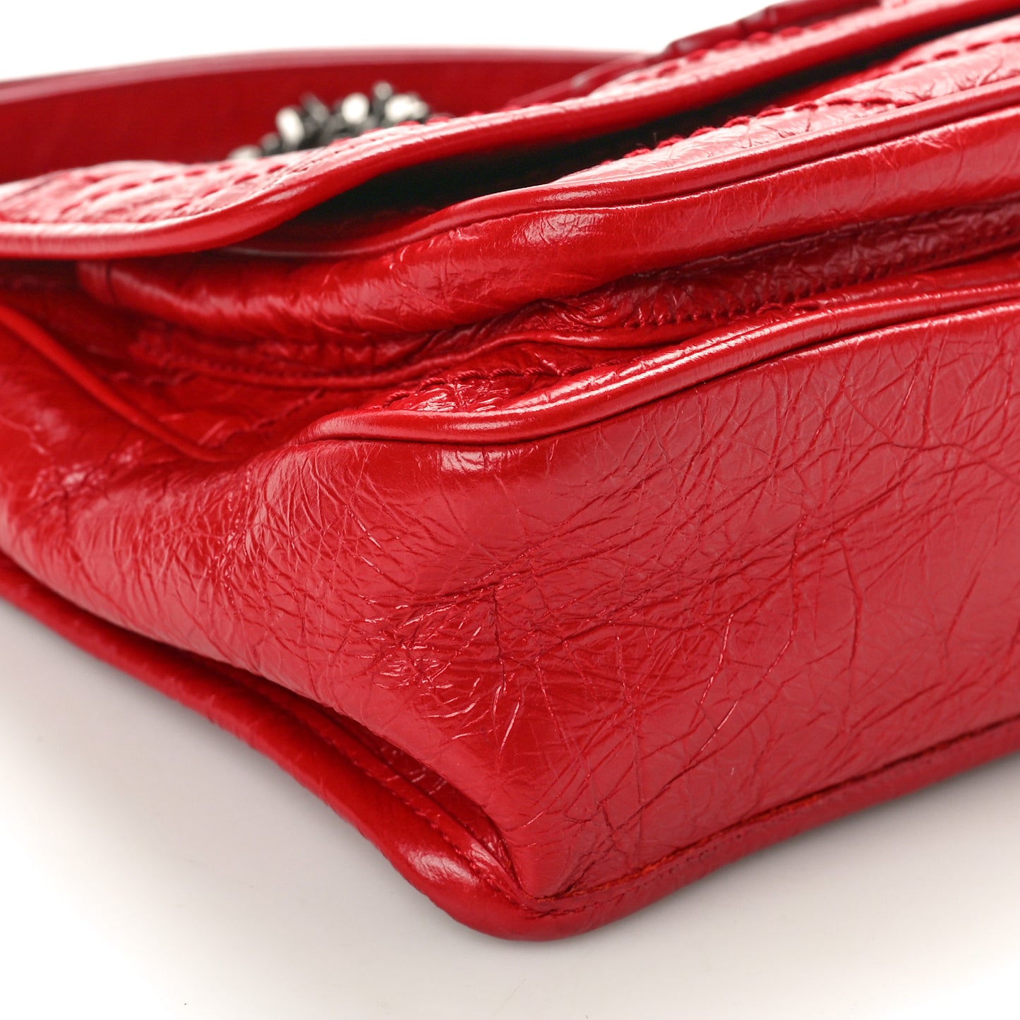 Crinkled Calfskin Matelasse Monogram Baby Niki Chain Satchel Rouge Eros
