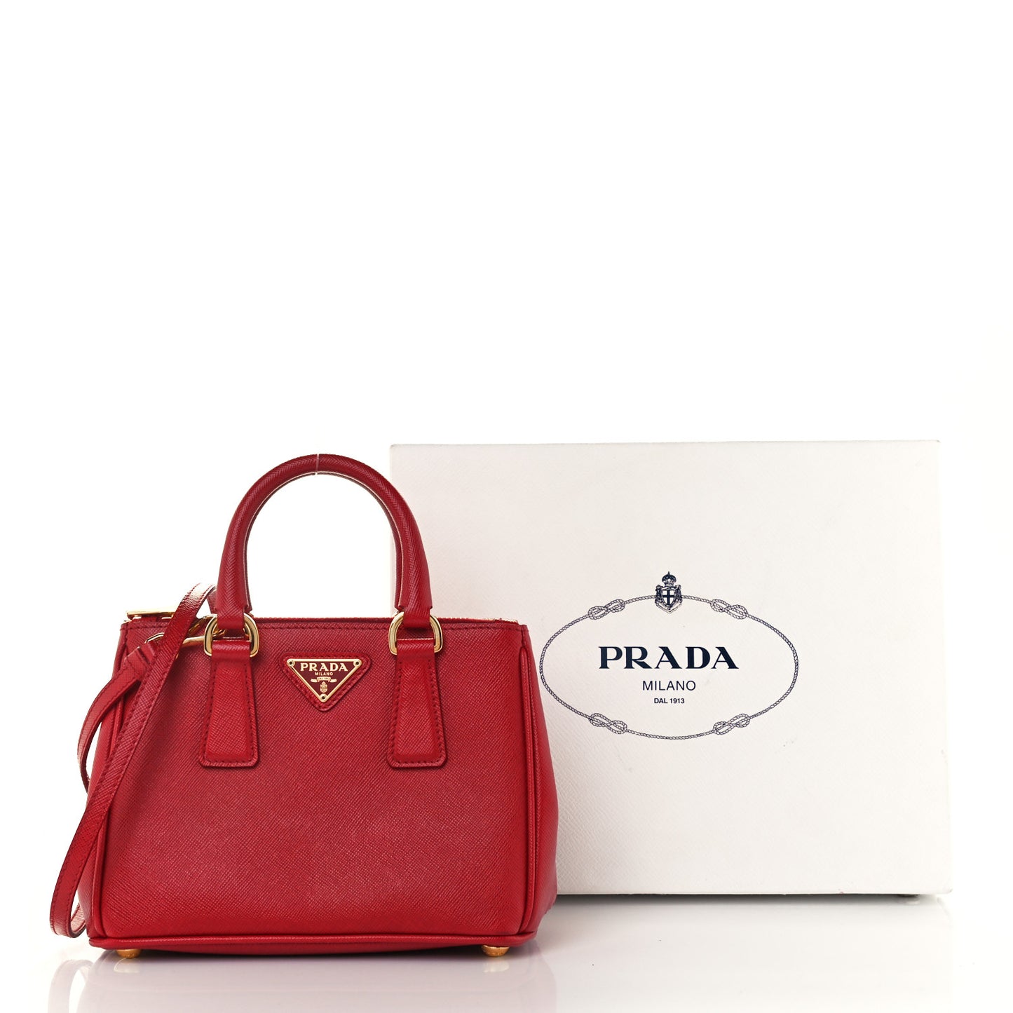 Saffiano Lux Micro Galleria Double Zip Tote Fuoco