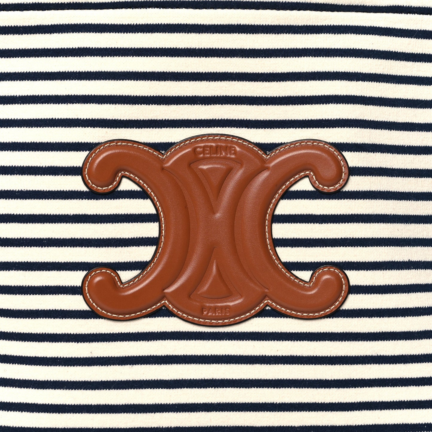 Canvas Calfskin Triomphe Large Cabas Navy Tan