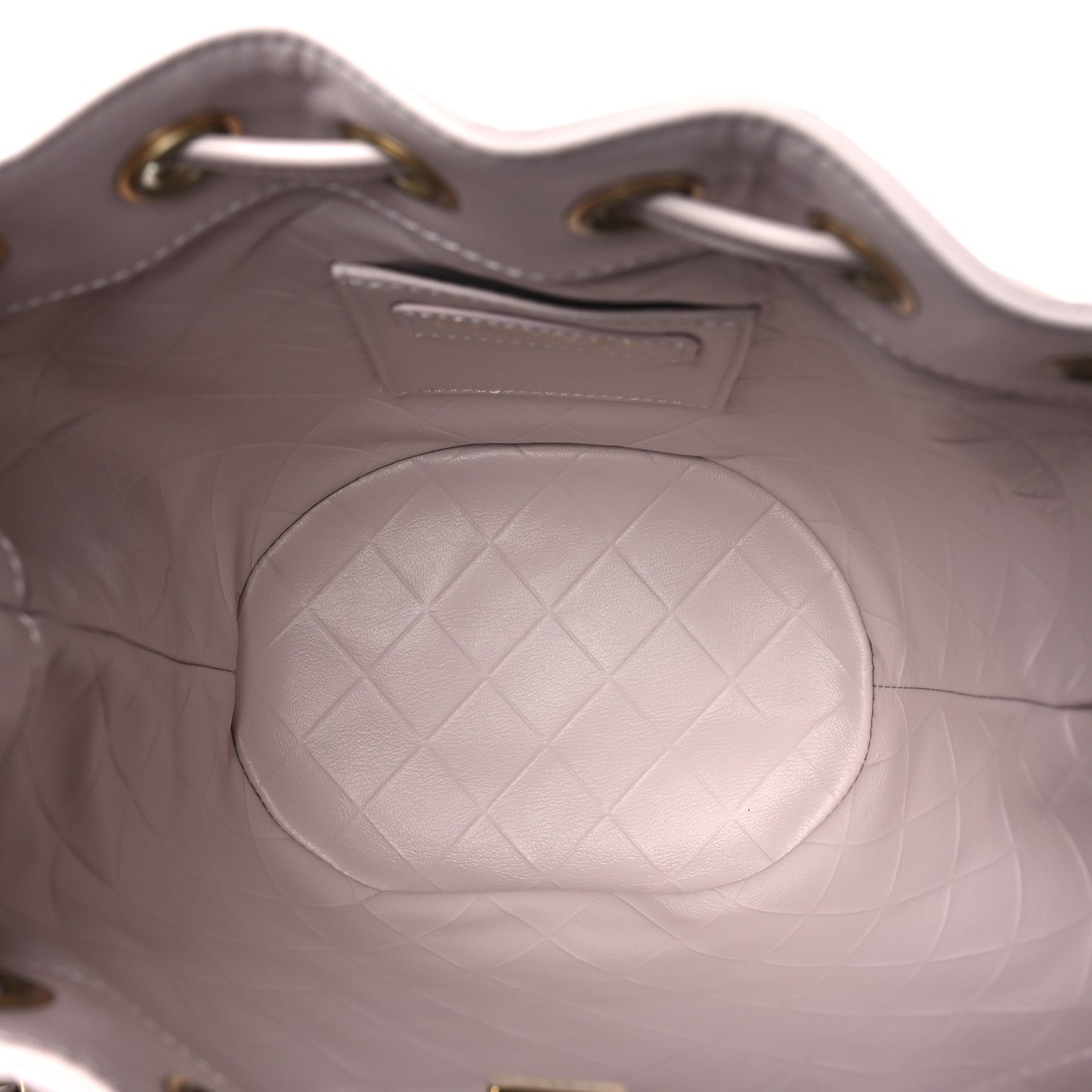 Calfskin Stitched Coco Ring Bucket Drawstring Bag Light Pink