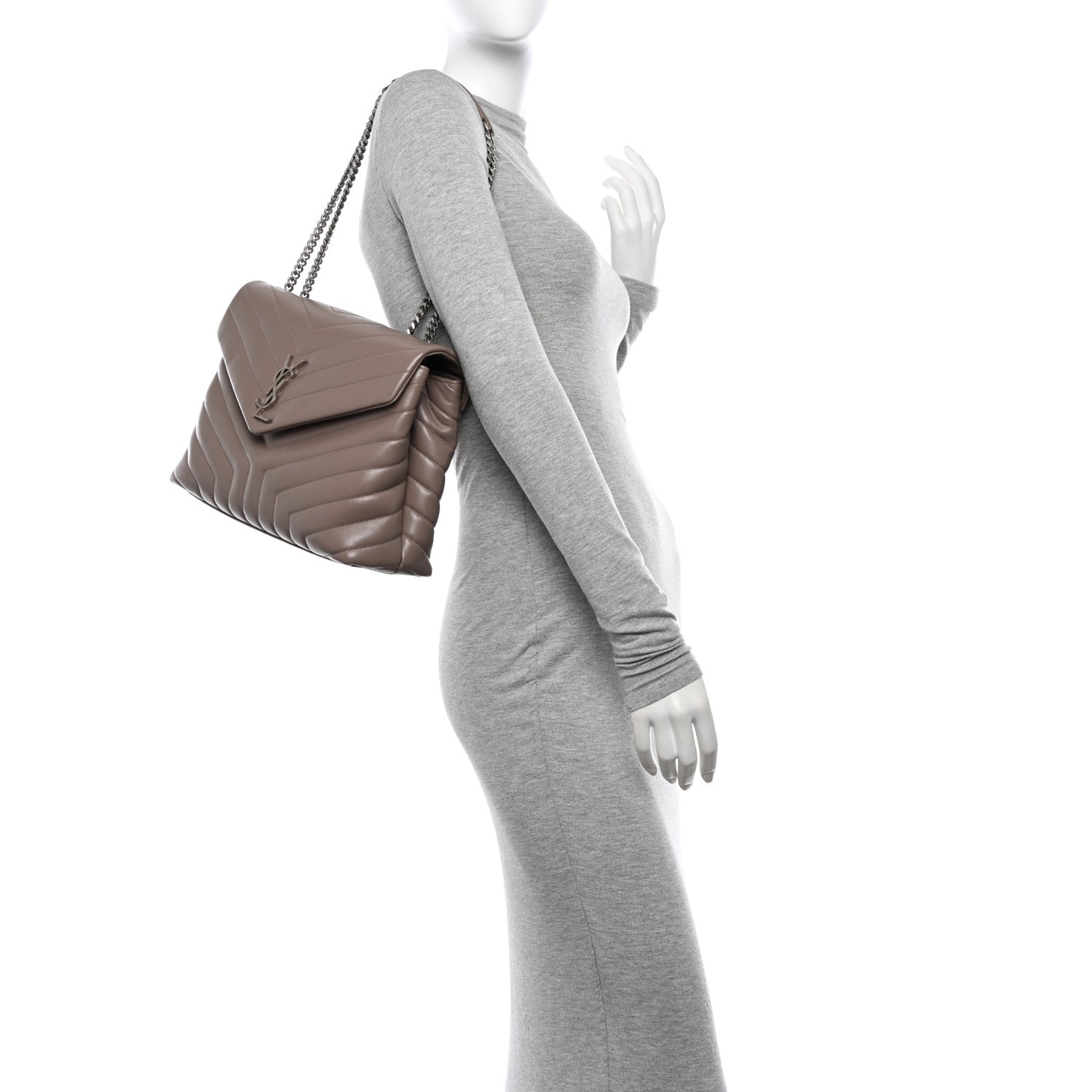 Calfskin Y Quilted Monogram Medium Loulou Chain Satchel Mink