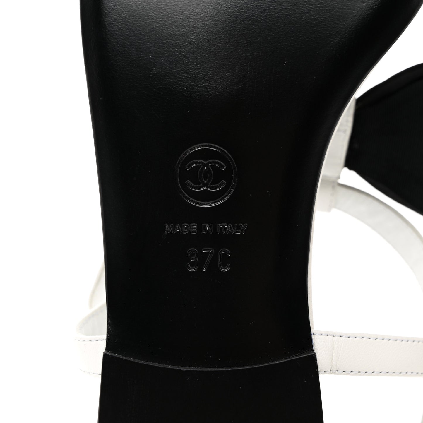 Lambskin Crystal Chain CC Logo Thong Sandals 37 White