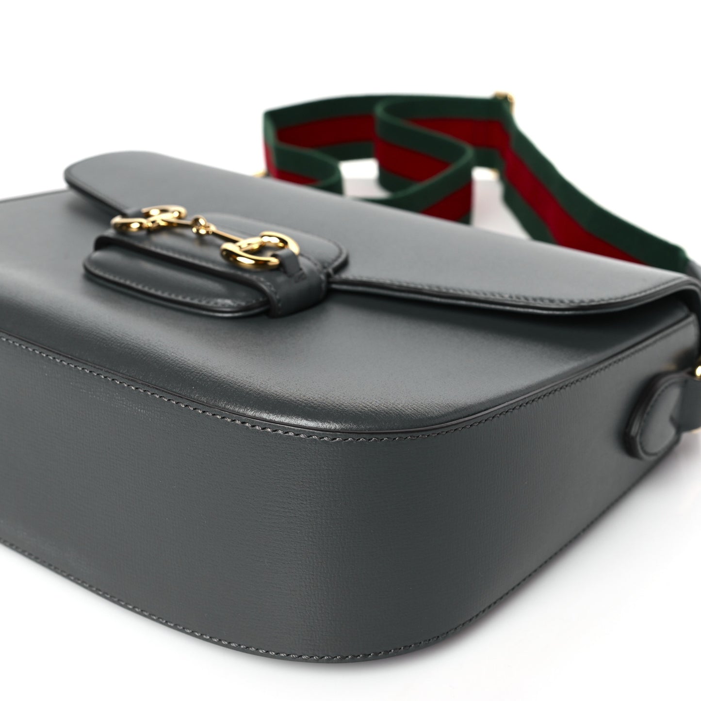 Azalea Calfskin Web Horsebit 1955 Shoulder Bag Graphite Grey