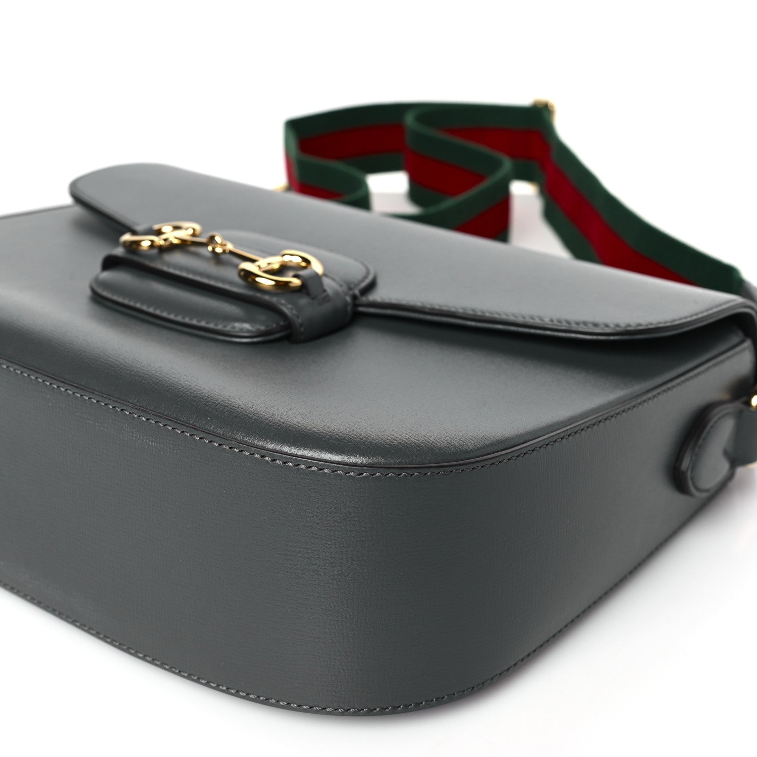 Gucci Azalea Calfskin Web Horsebit 1955 Shoulder Bag Graphite Grey 8 of 8