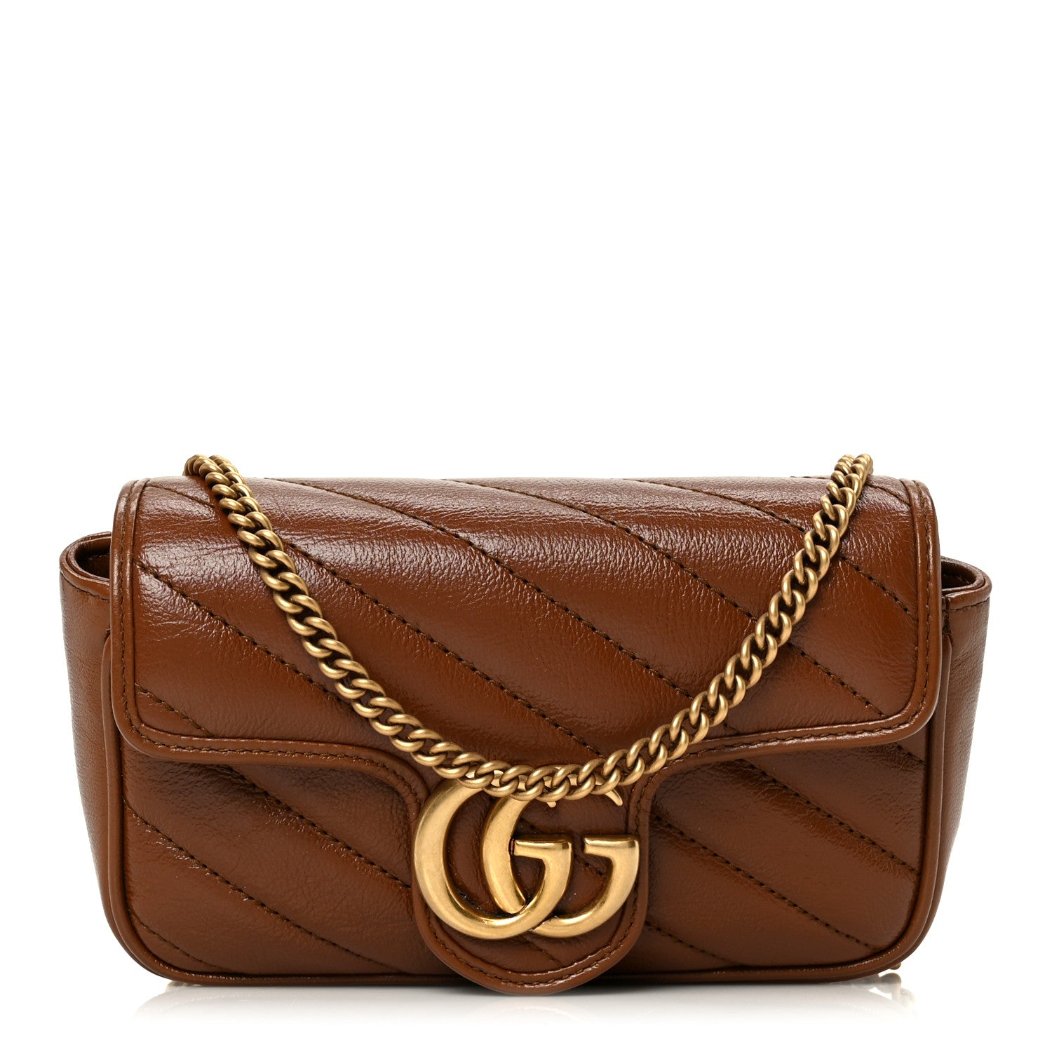 Gucci Azalea Calfskin Matelasse Diagonal Super Mini GG Marmont